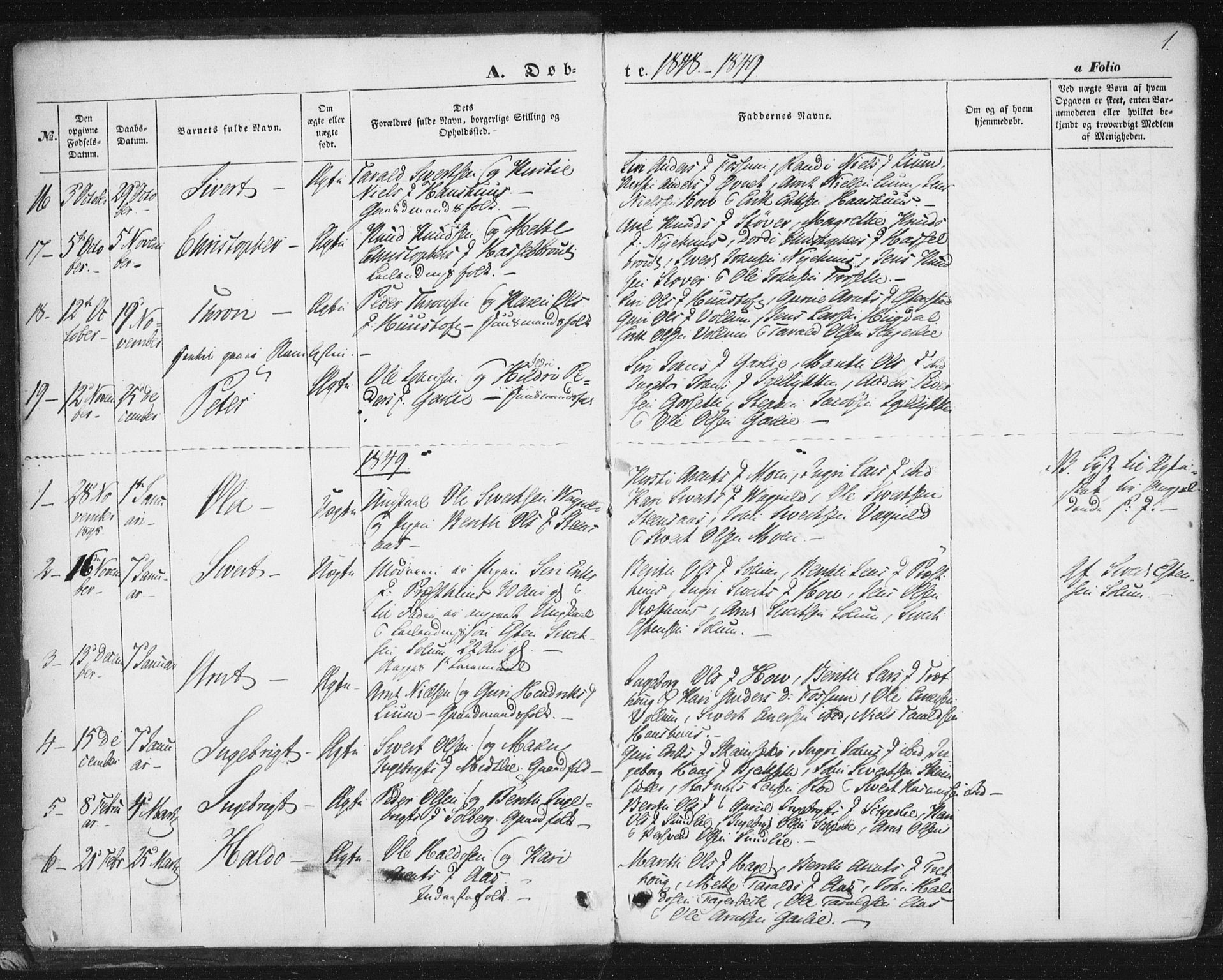 Ministerialprotokoller, klokkerbøker og fødselsregistre - Sør-Trøndelag, SAT/A-1456/689/L1038: Parish register (official) no. 689A03, 1848-1872, p. 1