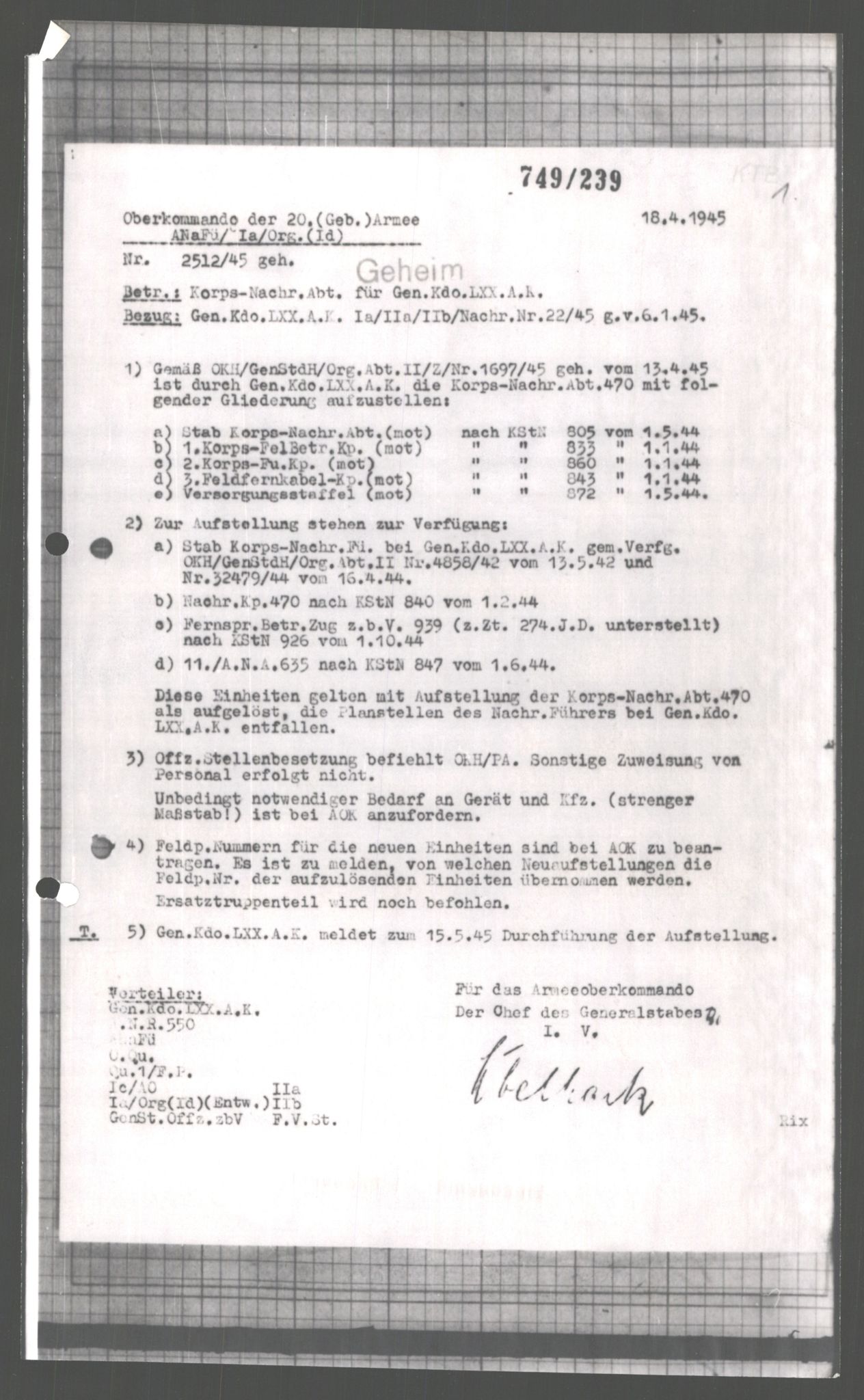 Forsvarets Overkommando. 2 kontor. Arkiv 11.4. Spredte tyske arkivsaker, AV/RA-RAFA-7031/D/Dar/Dara/L0004: Krigsdagbøker for 20. Gebirgs-Armee-Oberkommando (AOK 20), 1945, p. 647