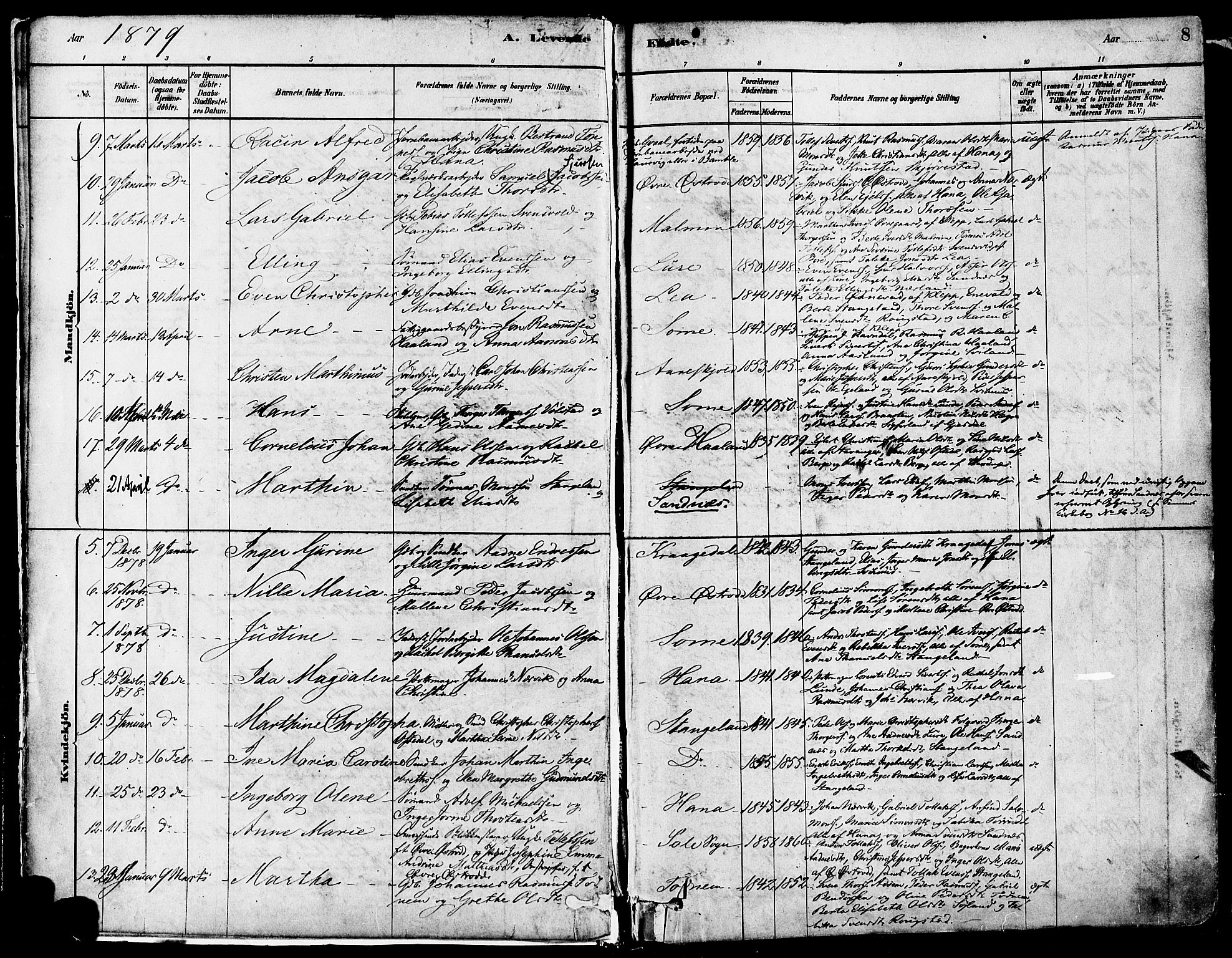 Høyland sokneprestkontor, AV/SAST-A-101799/001/30BA/L0011: Parish register (official) no. A 10, 1878-1888, p. 8