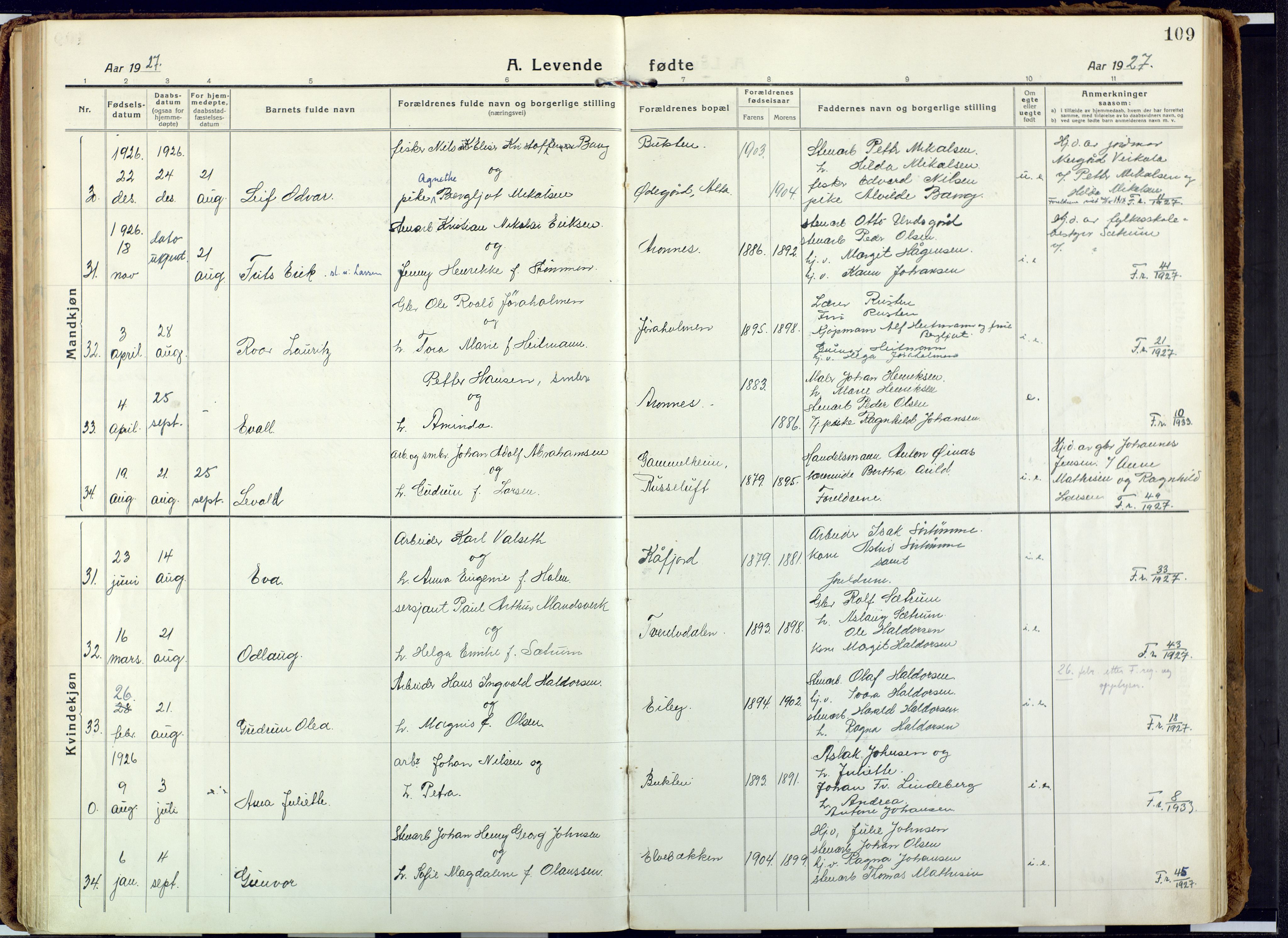 Alta sokneprestkontor, AV/SATØ-S-1338/H/Ha: Parish register (official) no. 6, 1918-1931, p. 109