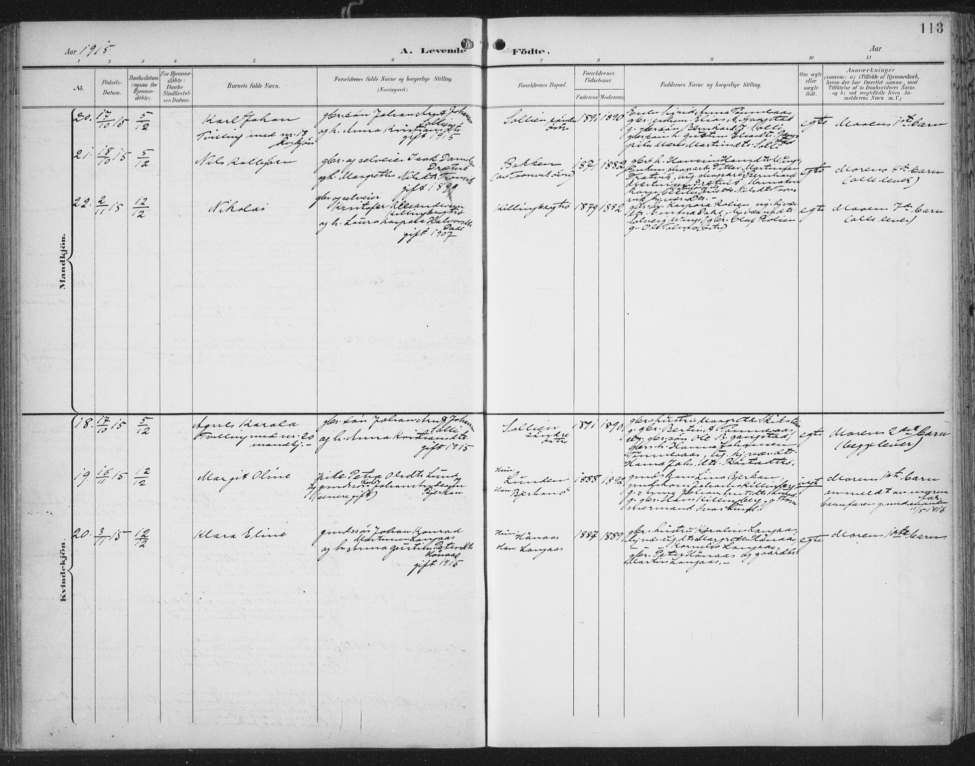 Ministerialprotokoller, klokkerbøker og fødselsregistre - Nord-Trøndelag, SAT/A-1458/701/L0011: Parish register (official) no. 701A11, 1899-1915, p. 113
