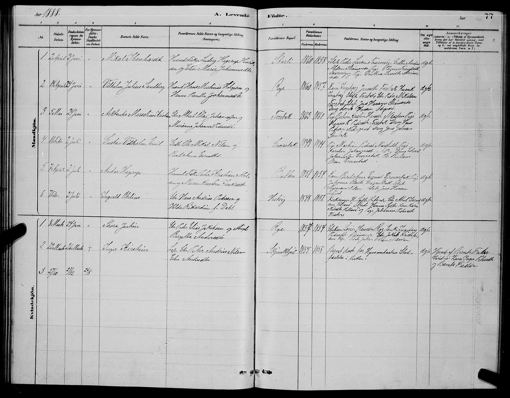 Ministerialprotokoller, klokkerbøker og fødselsregistre - Nordland, SAT/A-1459/853/L0776: Parish register (copy) no. 853C04, 1878-1889, p. 77