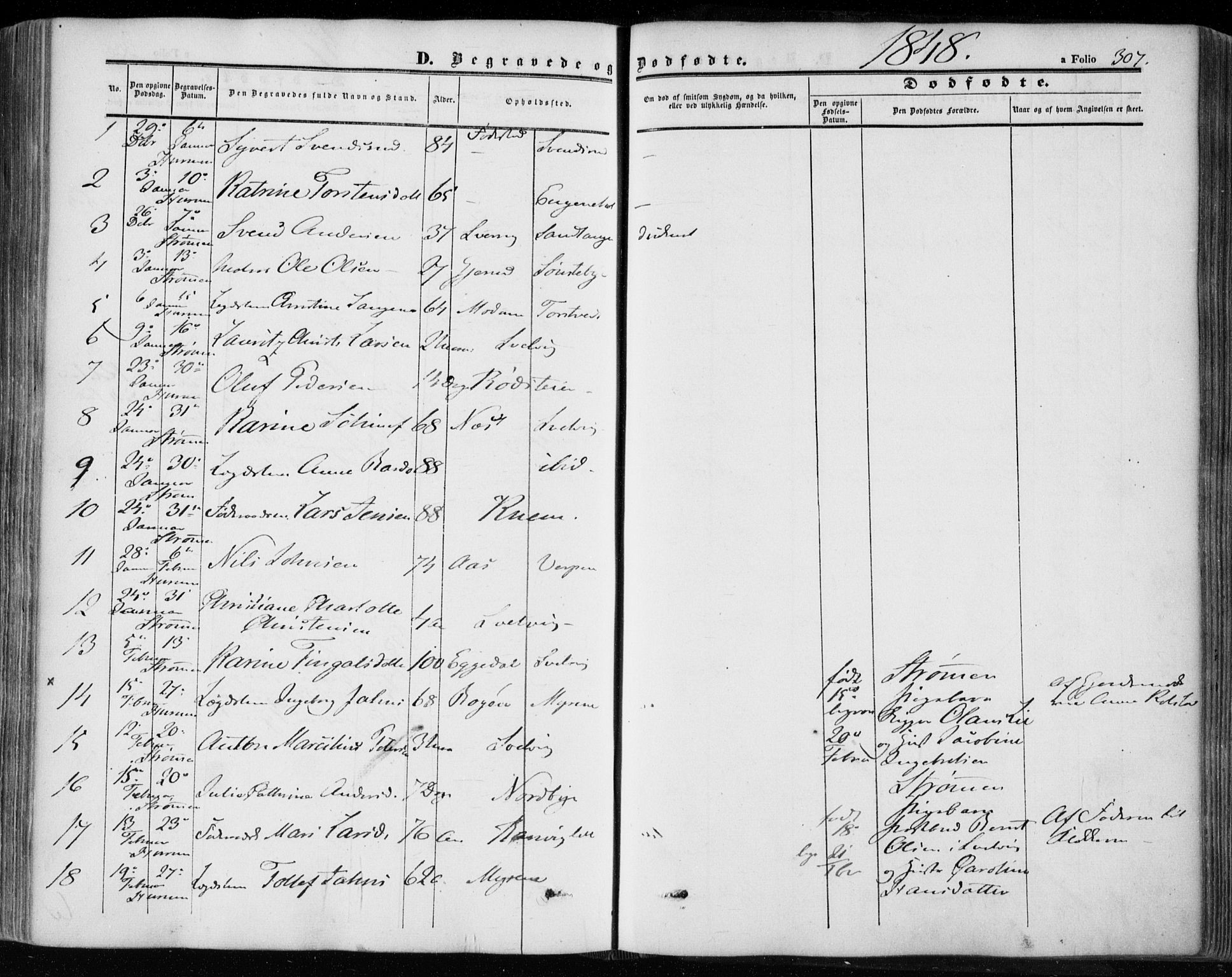 Hurum kirkebøker, SAKO/A-229/F/Fa/L0011: Parish register (official) no. 11, 1847-1860, p. 307