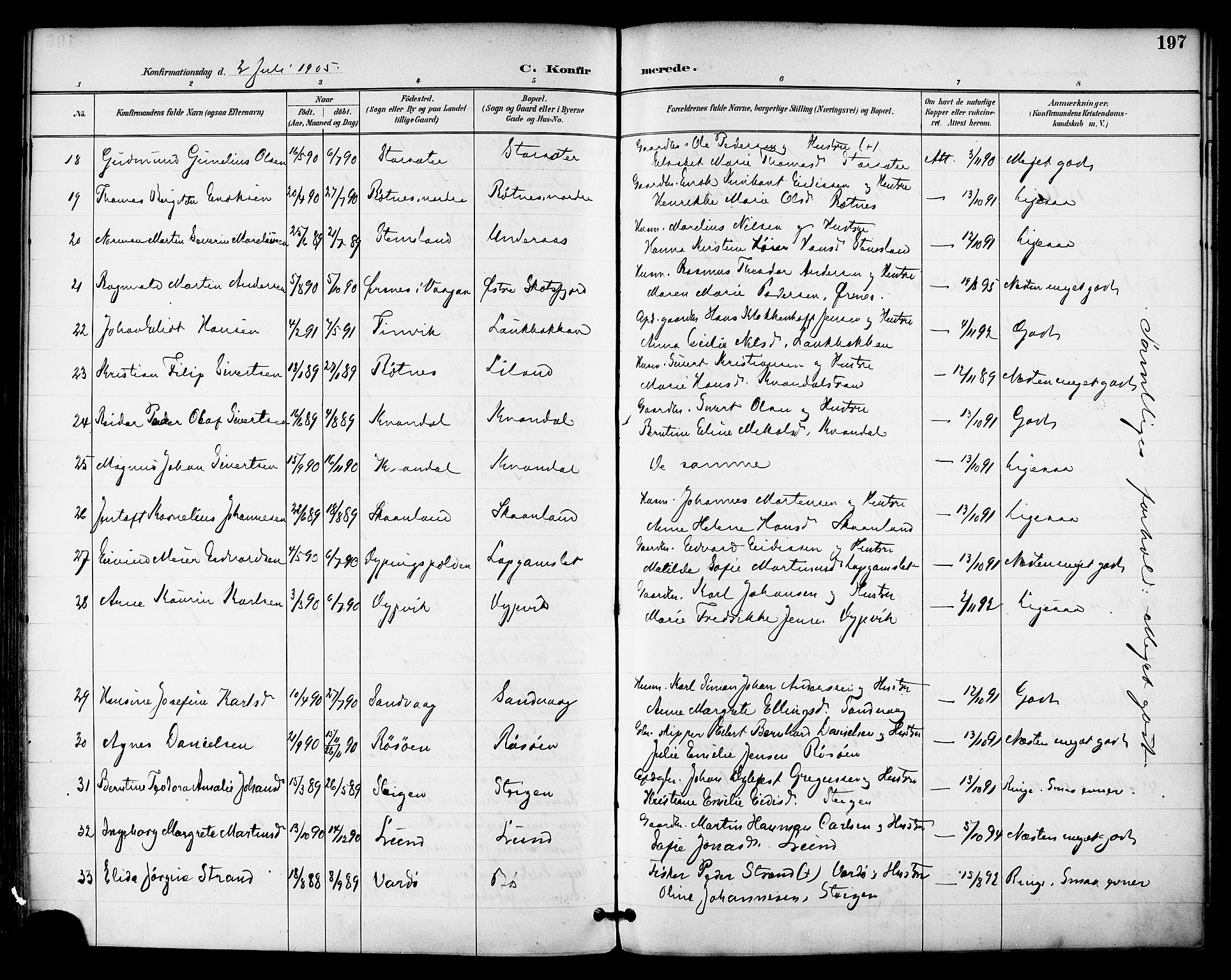 Ministerialprotokoller, klokkerbøker og fødselsregistre - Nordland, AV/SAT-A-1459/855/L0803: Parish register (official) no. 855A11, 1887-1905, p. 197