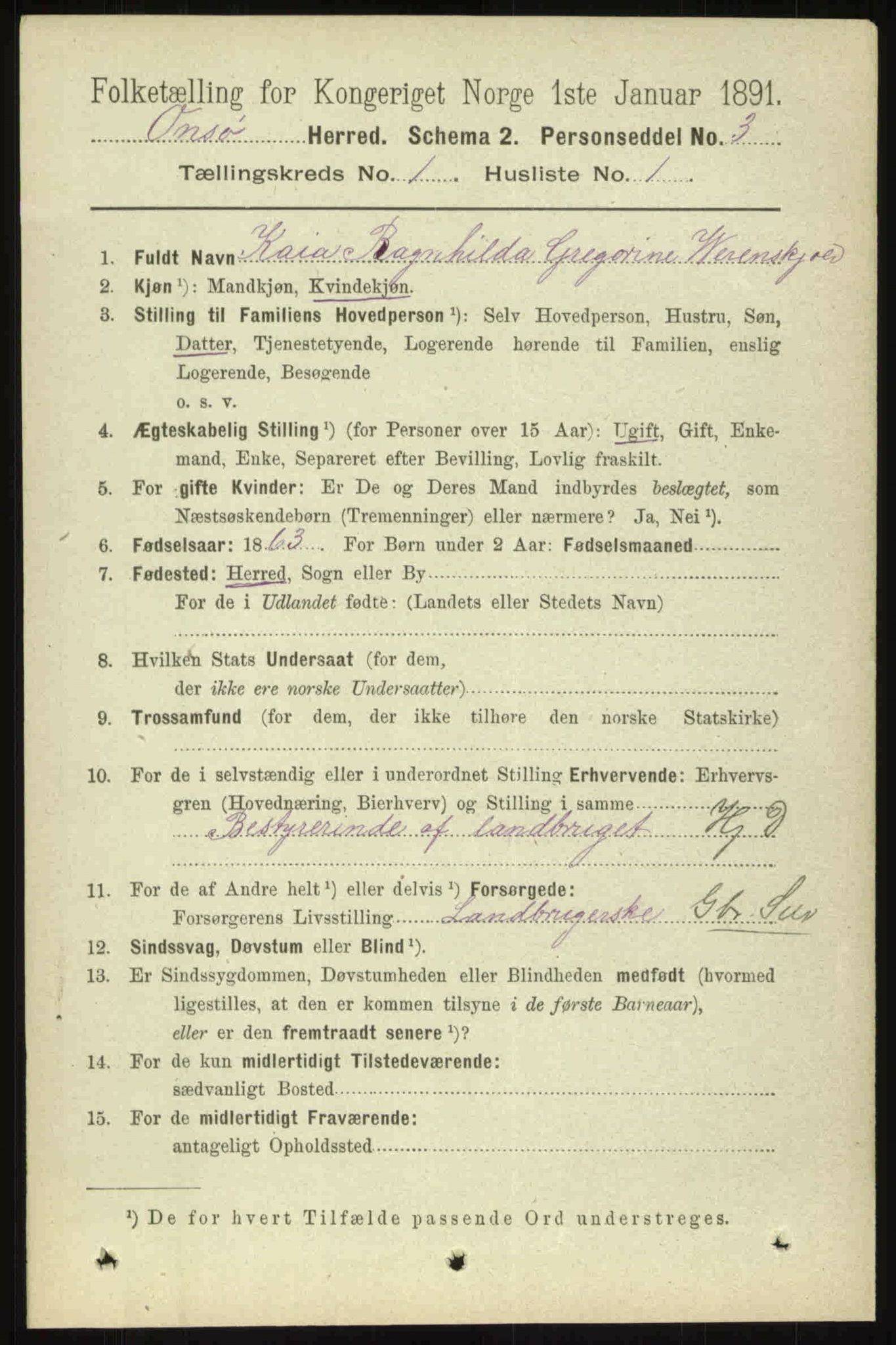 RA, 1891 census for 0134 Onsøy, 1891, p. 231