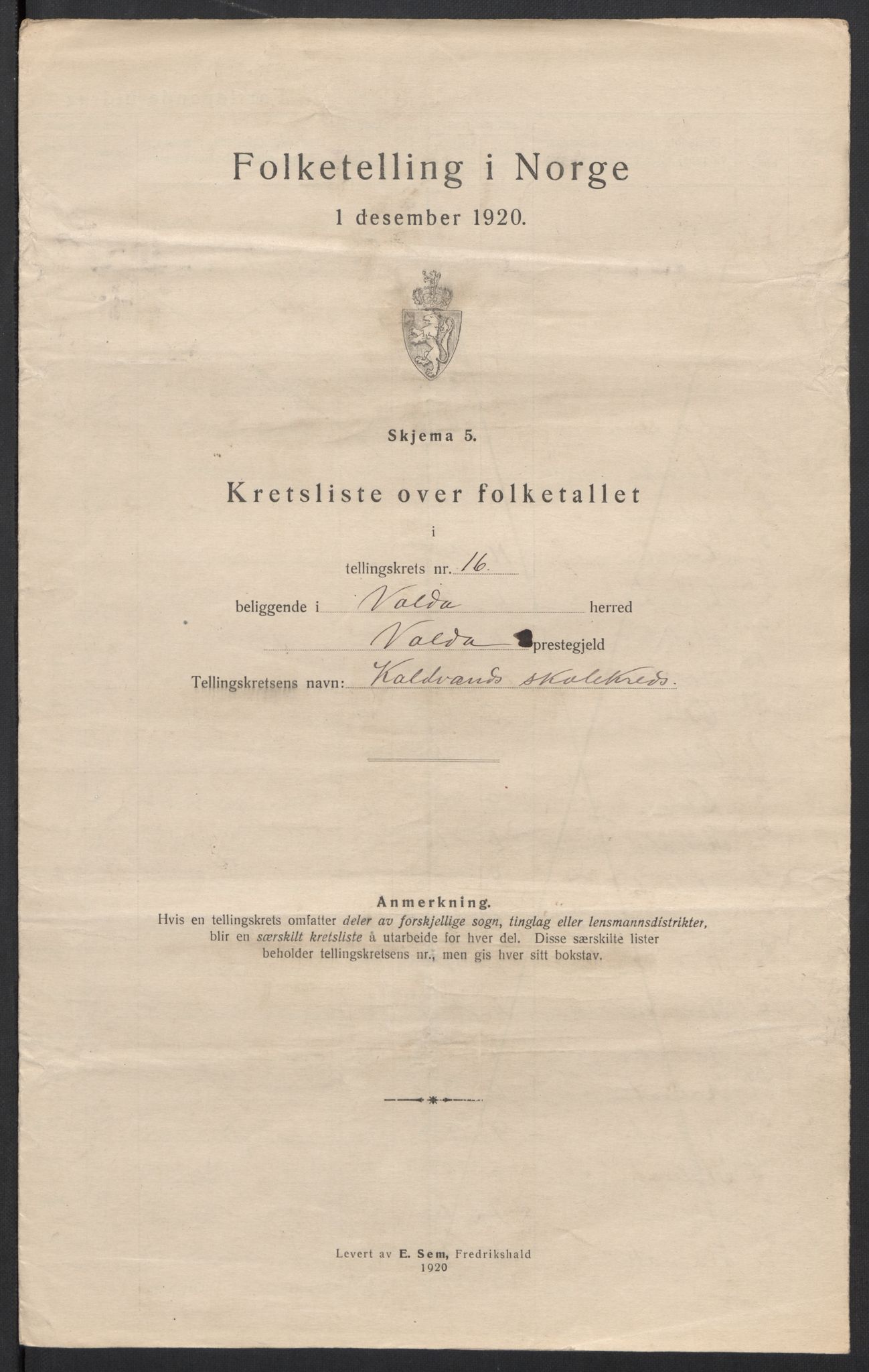 SAT, 1920 census for Volda, 1920, p. 51