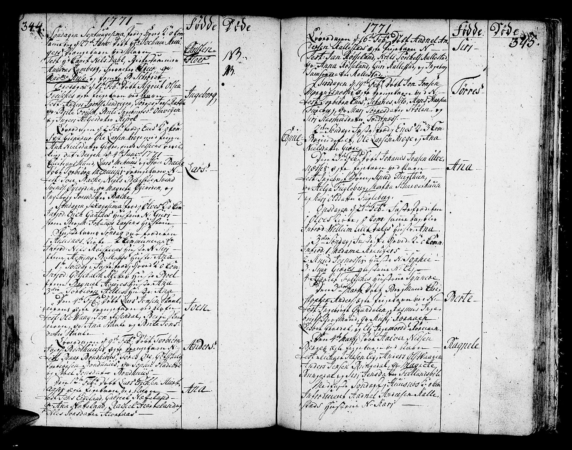 Kvinnherad sokneprestembete, SAB/A-76401/H/Haa: Parish register (official) no. A 3, 1754-1777, p. 344-345