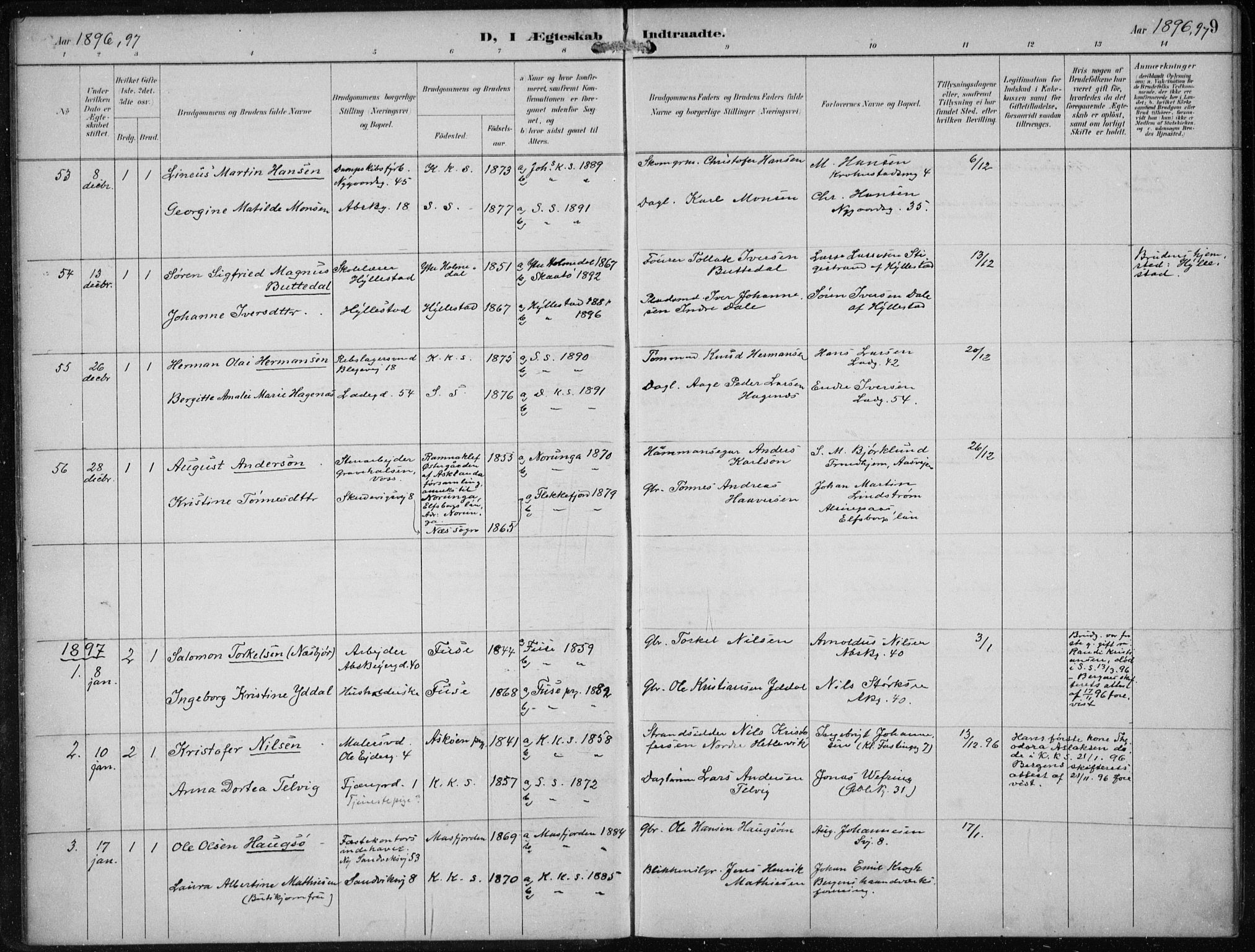 Sandviken Sokneprestembete, SAB/A-77601/H/Ha/L0014: Parish register (official) no. D 1, 1896-1911, p. 9
