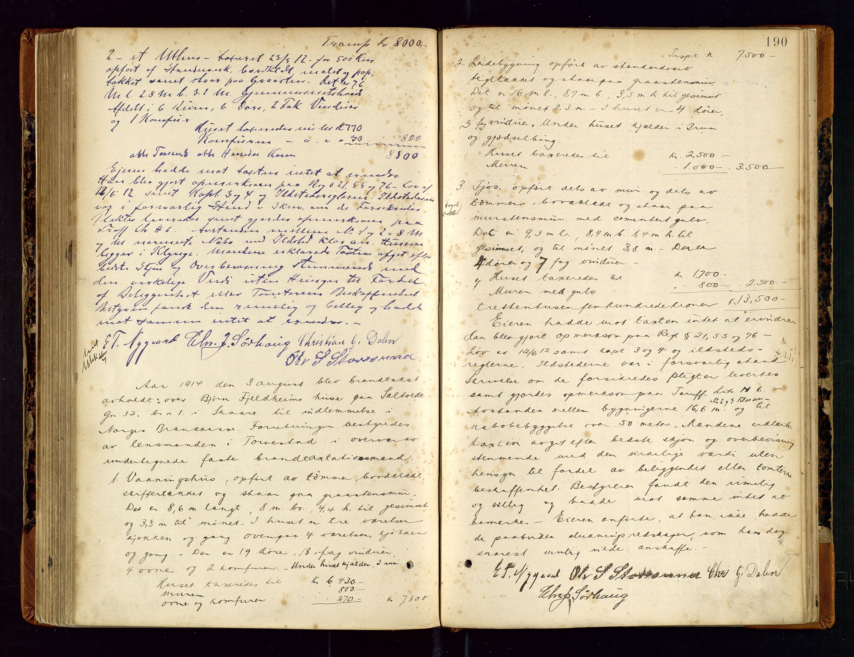 Torvestad lensmannskontor, AV/SAST-A-100307/1/Goa/L0002: "Brandtaxationsprotokol for Torvestad Thinglag", 1883-1917, p. 189b-190a