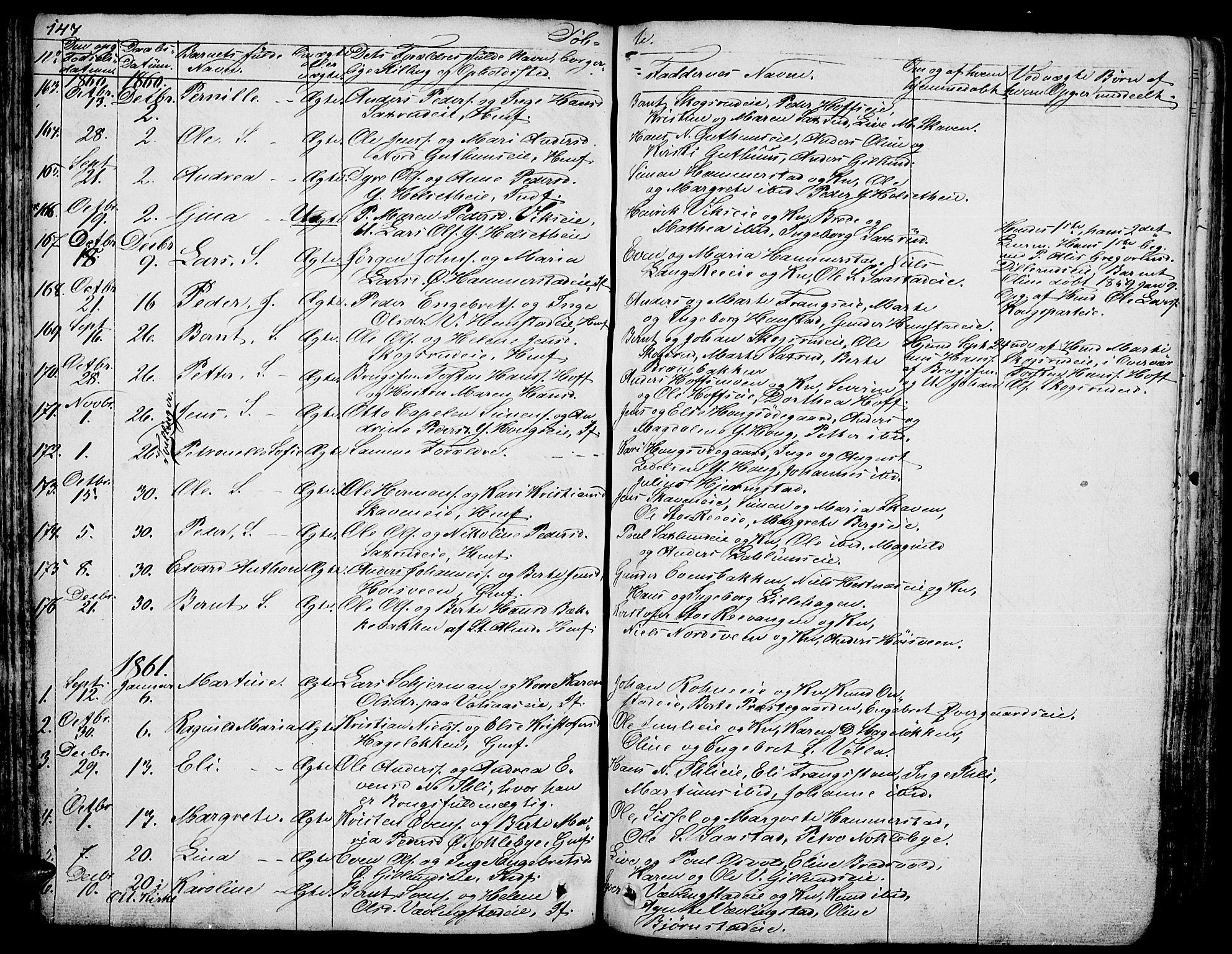 Stange prestekontor, SAH/PREST-002/L/L0003: Parish register (copy) no. 3, 1840-1864, p. 147