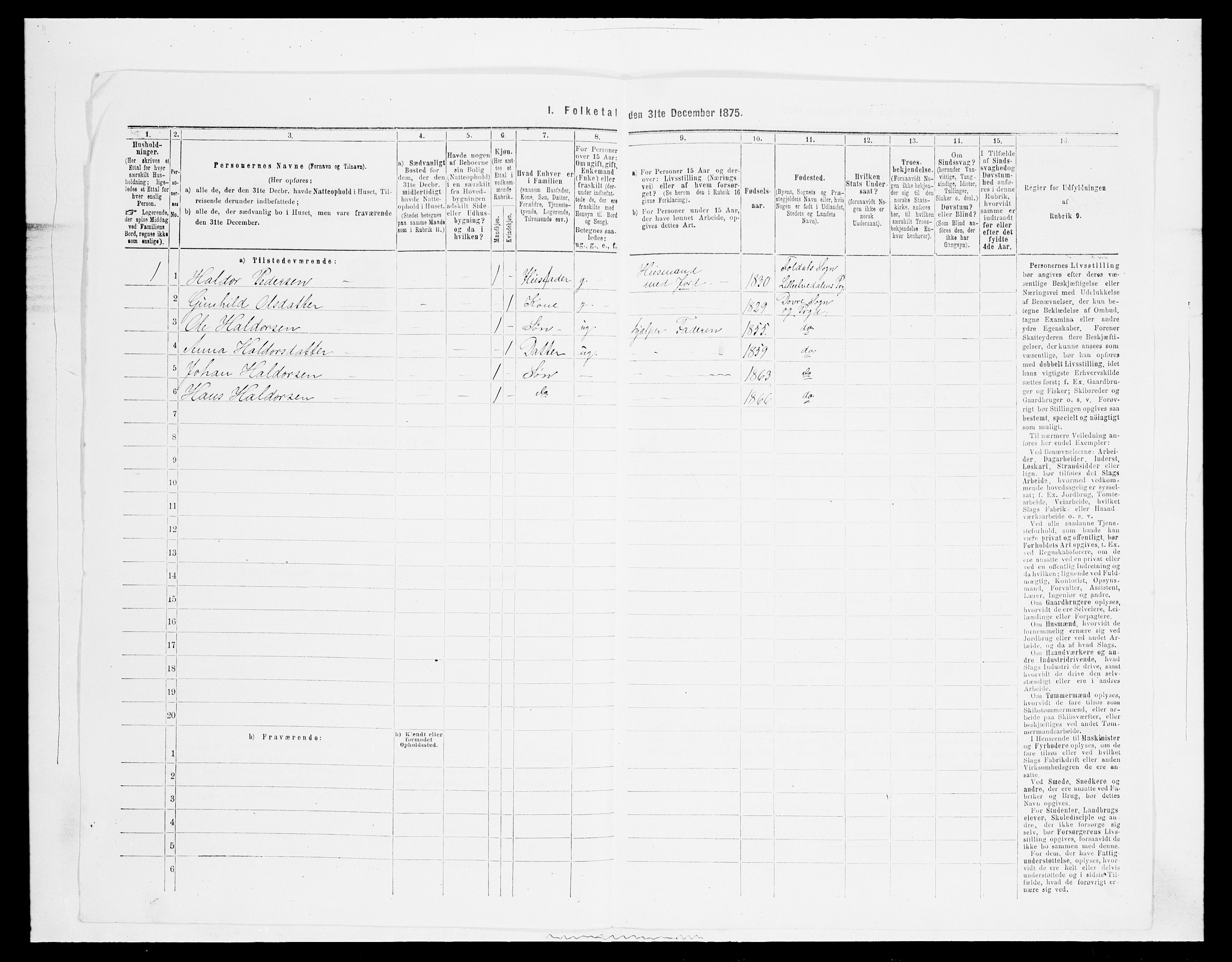 SAH, 1875 census for 0511P Dovre, 1875, p. 301