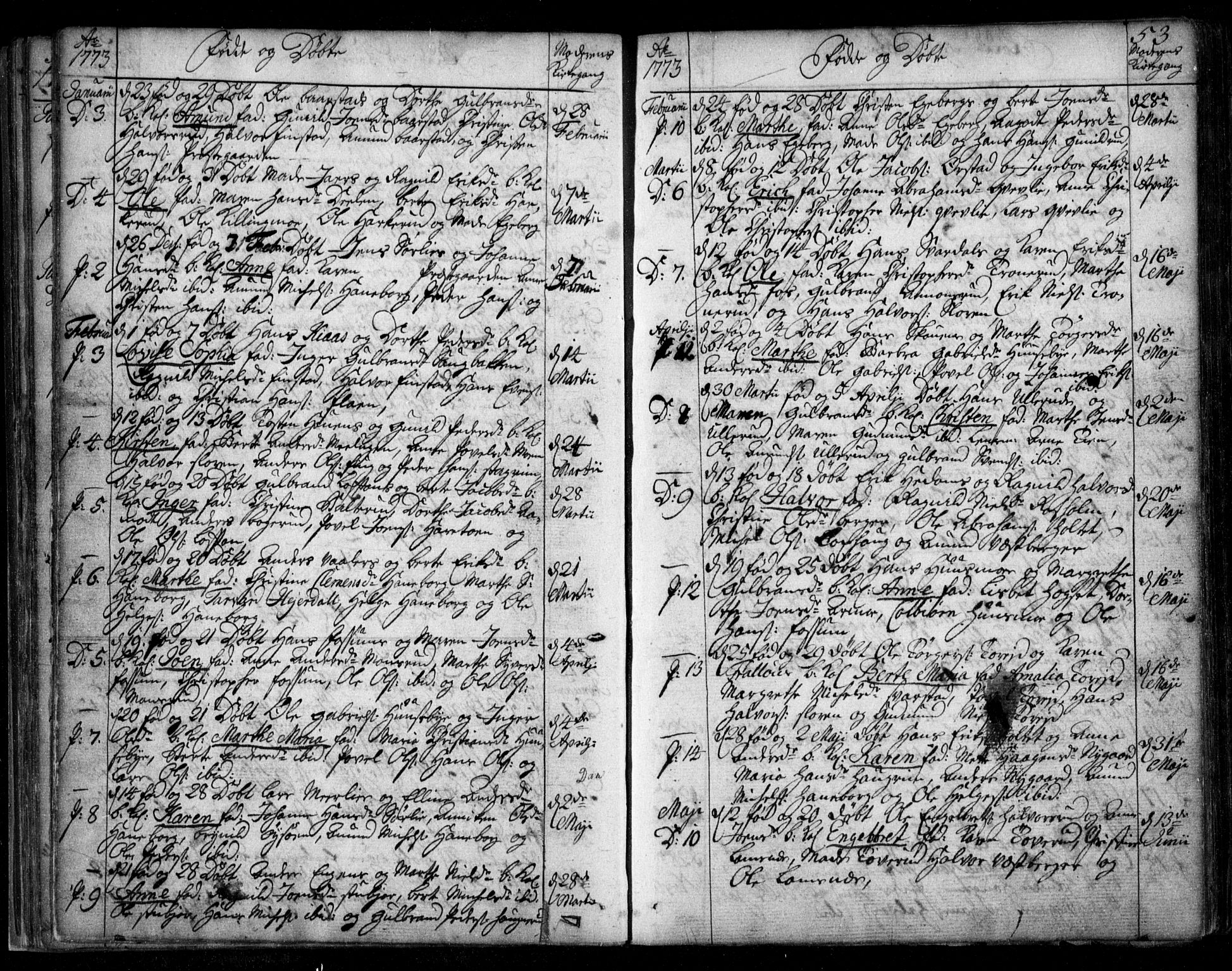Aurskog prestekontor Kirkebøker, SAO/A-10304a/F/Fa/L0003: Parish register (official) no. I 3, 1767-1807, p. 53