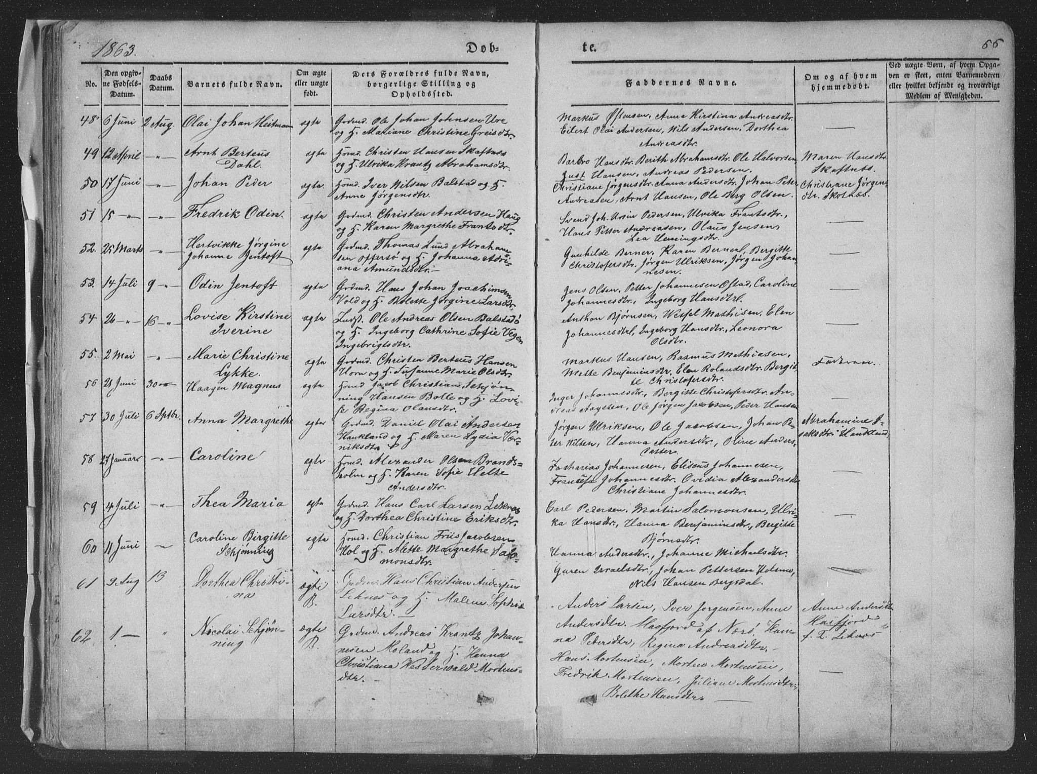 Ministerialprotokoller, klokkerbøker og fødselsregistre - Nordland, AV/SAT-A-1459/881/L1165: Parish register (copy) no. 881C02, 1854-1876, p. 66