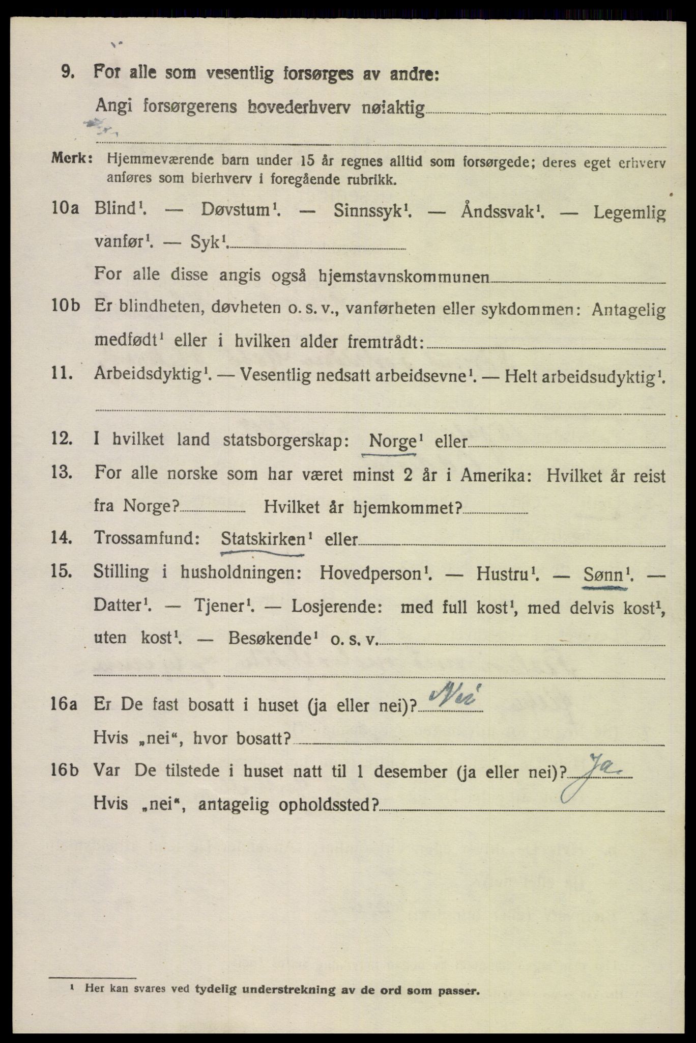 SAK, 1920 census for Randesund, 1920, p. 1449