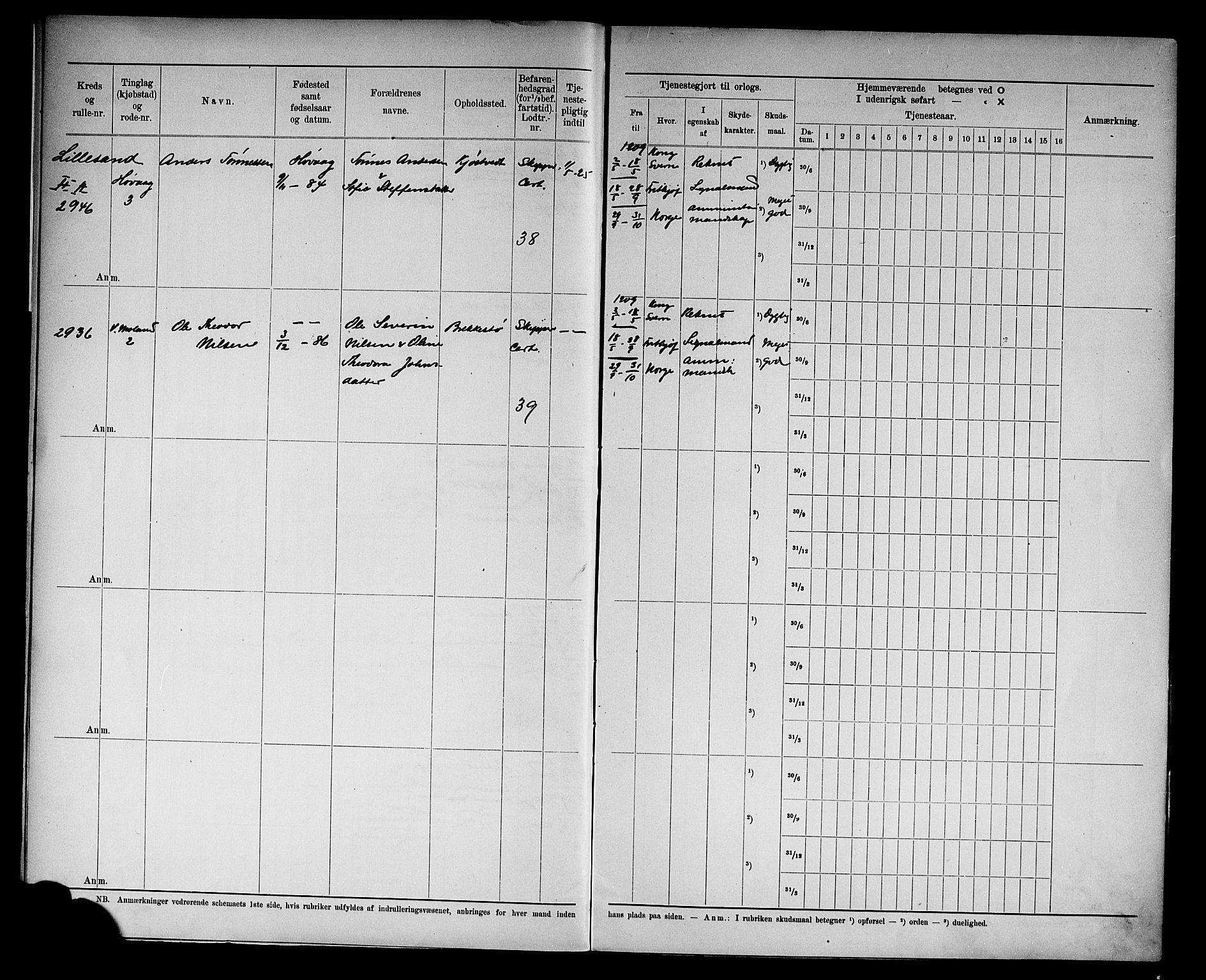 Kristiansand mønstringskrets, SAK/2031-0015/F/Fd/L0011: Rulle sjøvernepliktige, C-11, 1909, p. 6