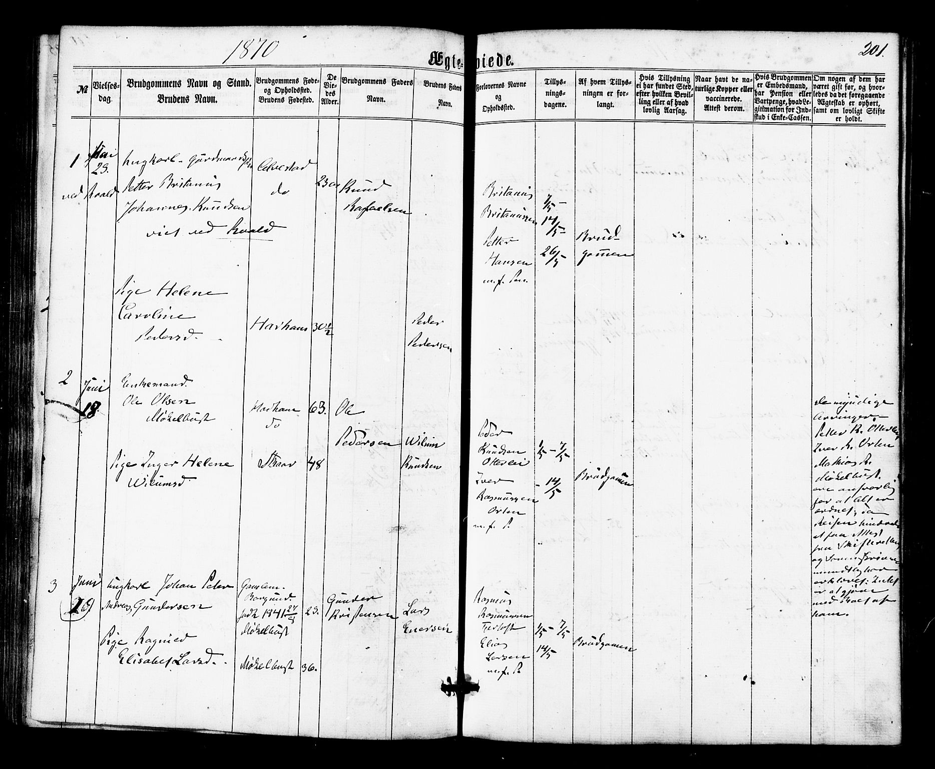 Ministerialprotokoller, klokkerbøker og fødselsregistre - Møre og Romsdal, SAT/A-1454/536/L0498: Parish register (official) no. 536A07, 1862-1875, p. 201