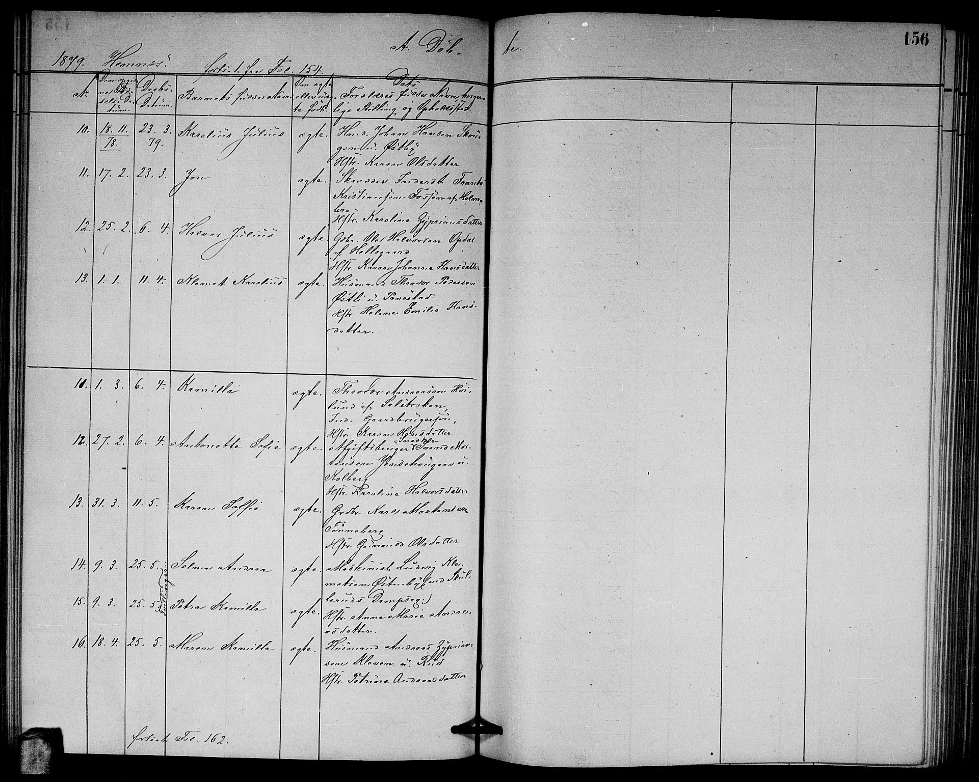 Høland prestekontor Kirkebøker, AV/SAO-A-10346a/G/Ga/L0006: Parish register (copy) no. I 6, 1869-1879, p. 156