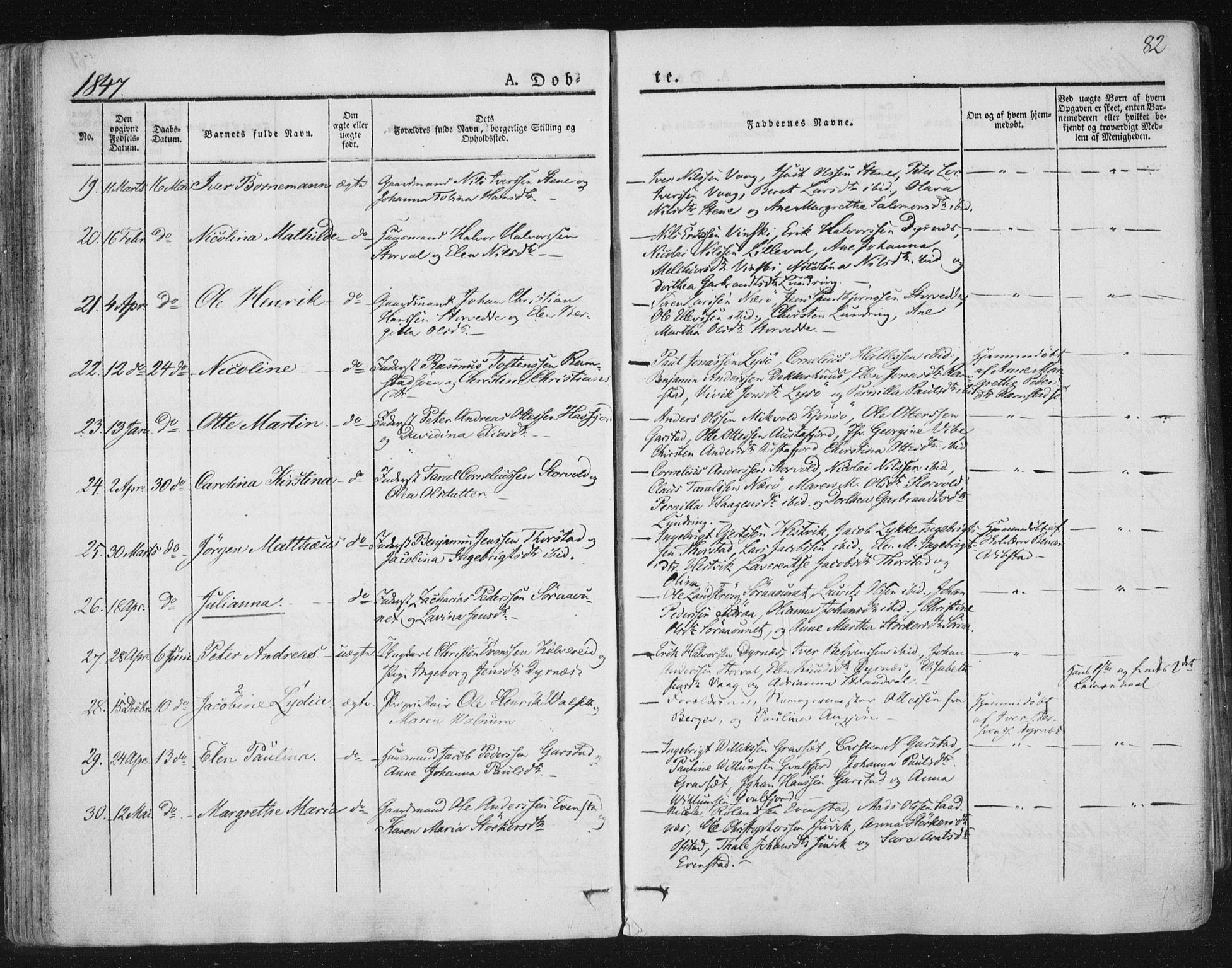 Ministerialprotokoller, klokkerbøker og fødselsregistre - Nord-Trøndelag, AV/SAT-A-1458/784/L0669: Parish register (official) no. 784A04, 1829-1859, p. 82