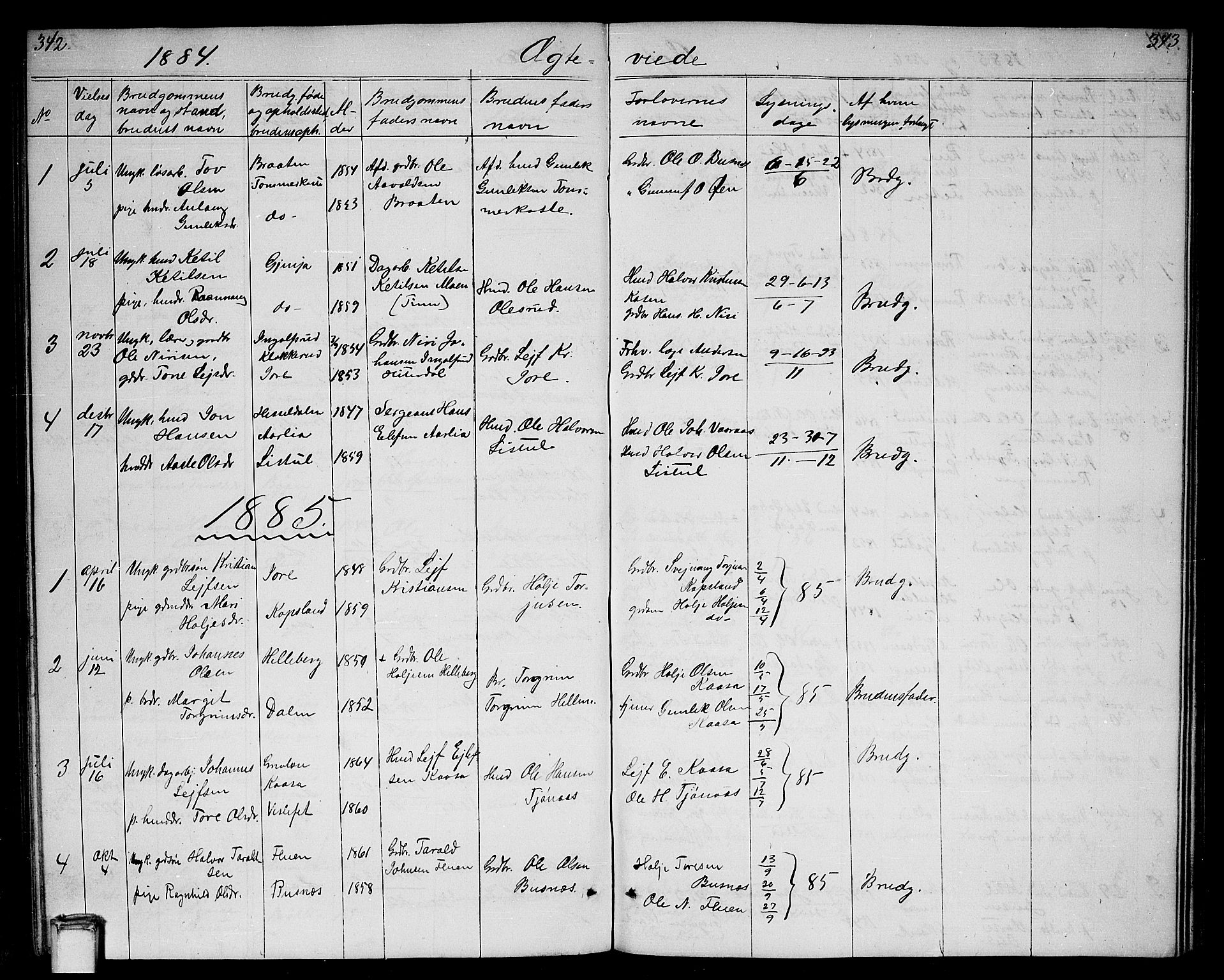 Gransherad kirkebøker, SAKO/A-267/G/Ga/L0002: Parish register (copy) no. I 2, 1854-1886, p. 342-343