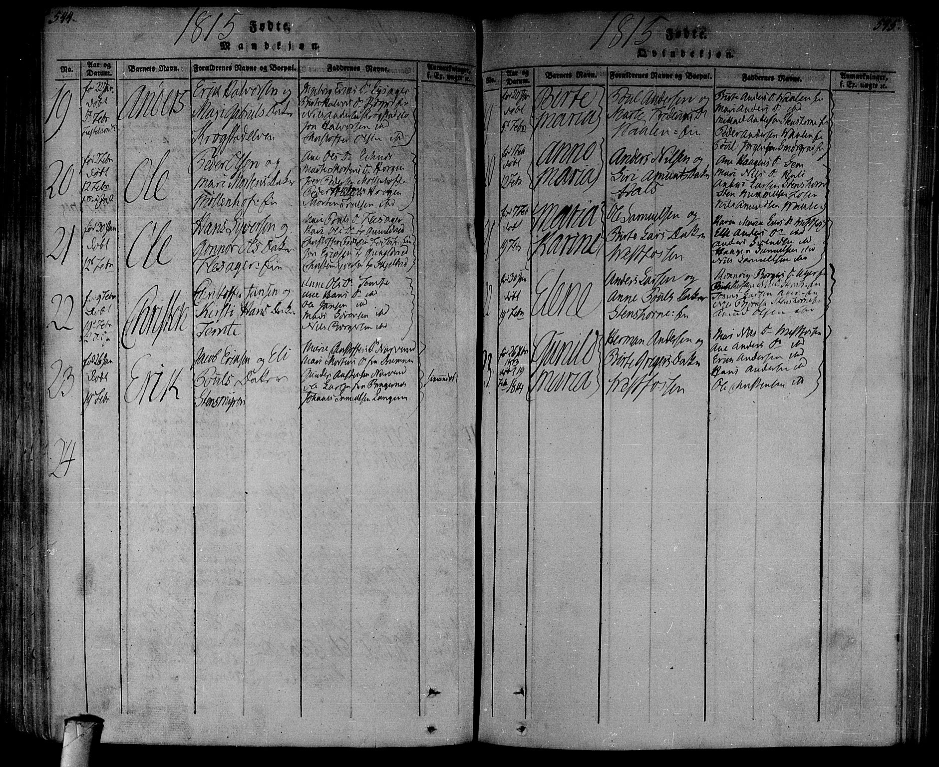 Eiker kirkebøker, AV/SAKO-A-4/F/Fa/L0010: Parish register (official) no. I 10, 1806-1815, p. 544-545