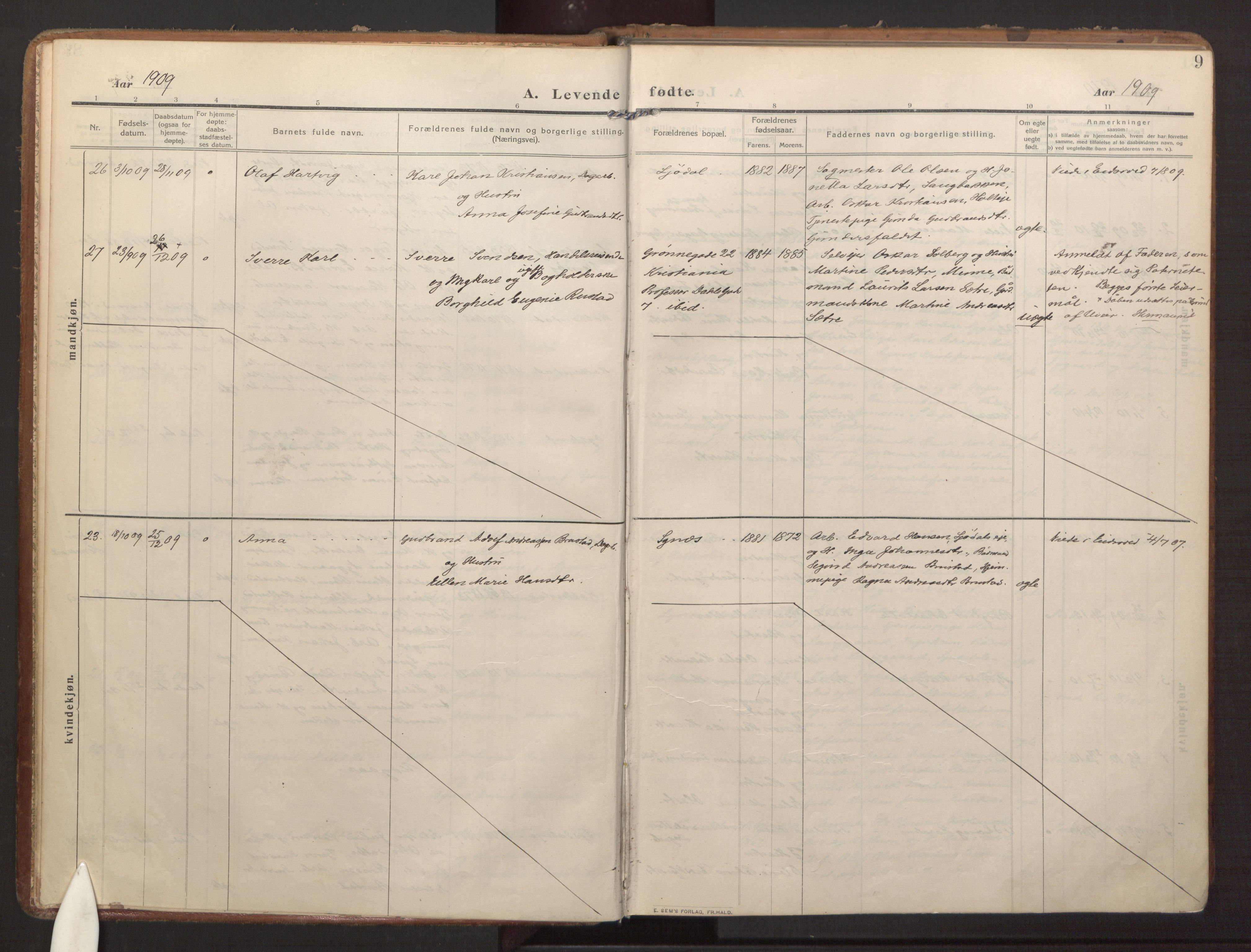 Eidsvoll prestekontor Kirkebøker, AV/SAO-A-10888/F/Fb/L0004: Parish register (official) no. II 4, 1909-1919, p. 9