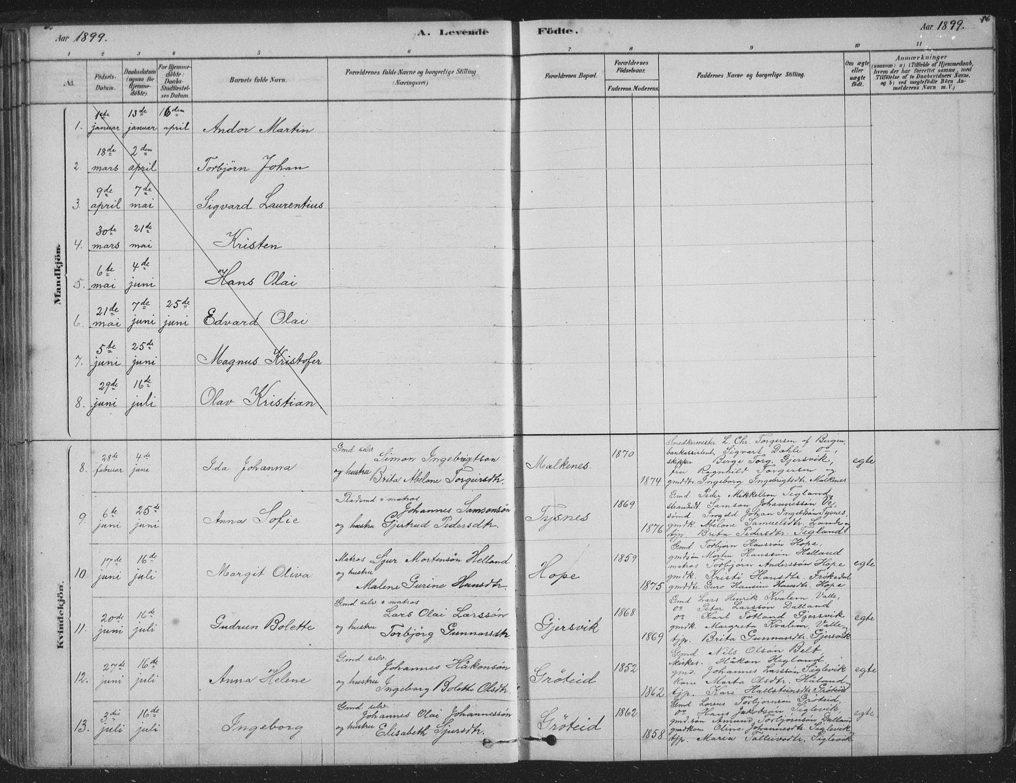 Tysnes sokneprestembete, AV/SAB-A-78601/H/Hab: Parish register (copy) no. B 2, 1878-1918, p. 86