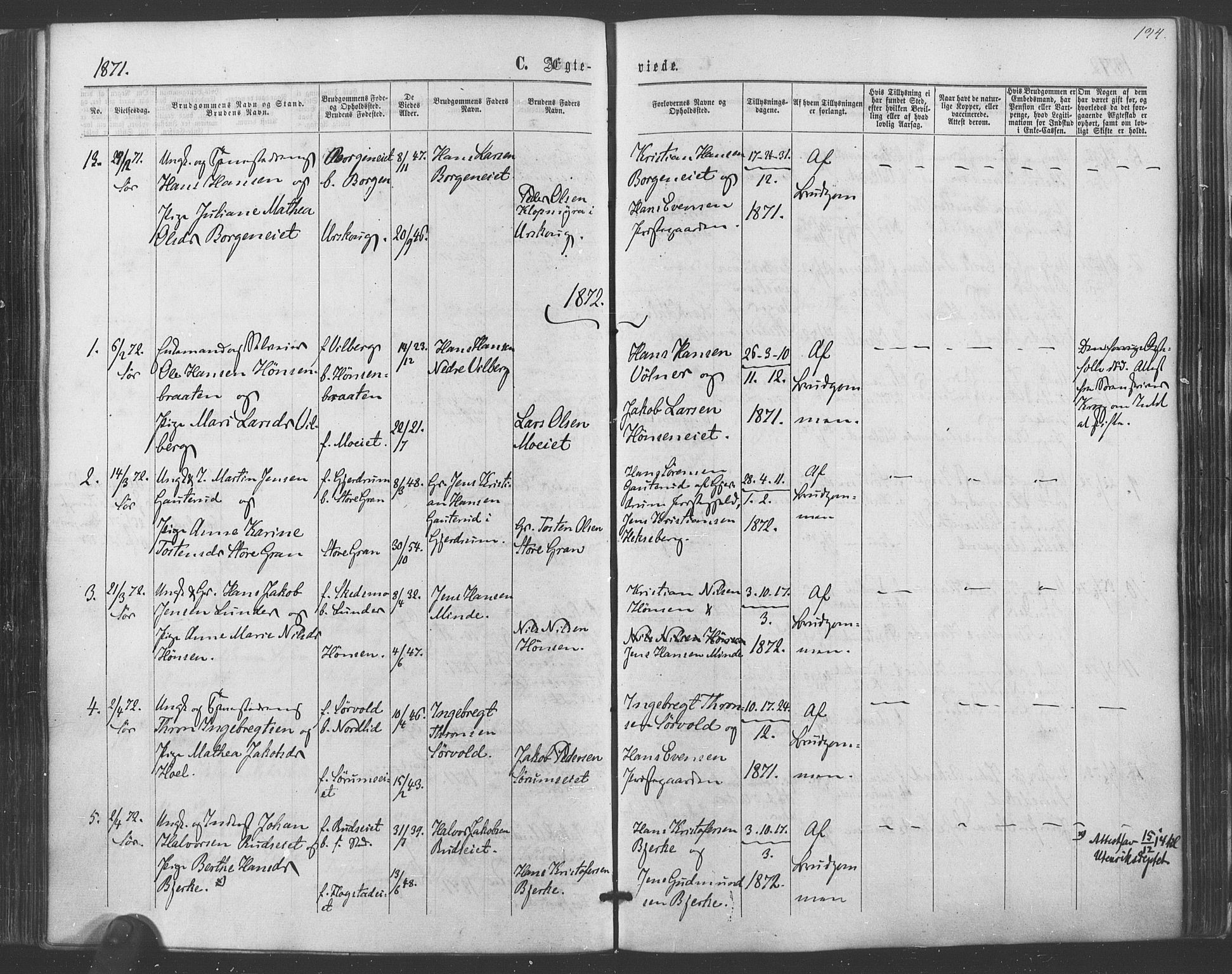 Sørum prestekontor Kirkebøker, SAO/A-10303/F/Fa/L0006: Parish register (official) no. I 6, 1864-1877, p. 134