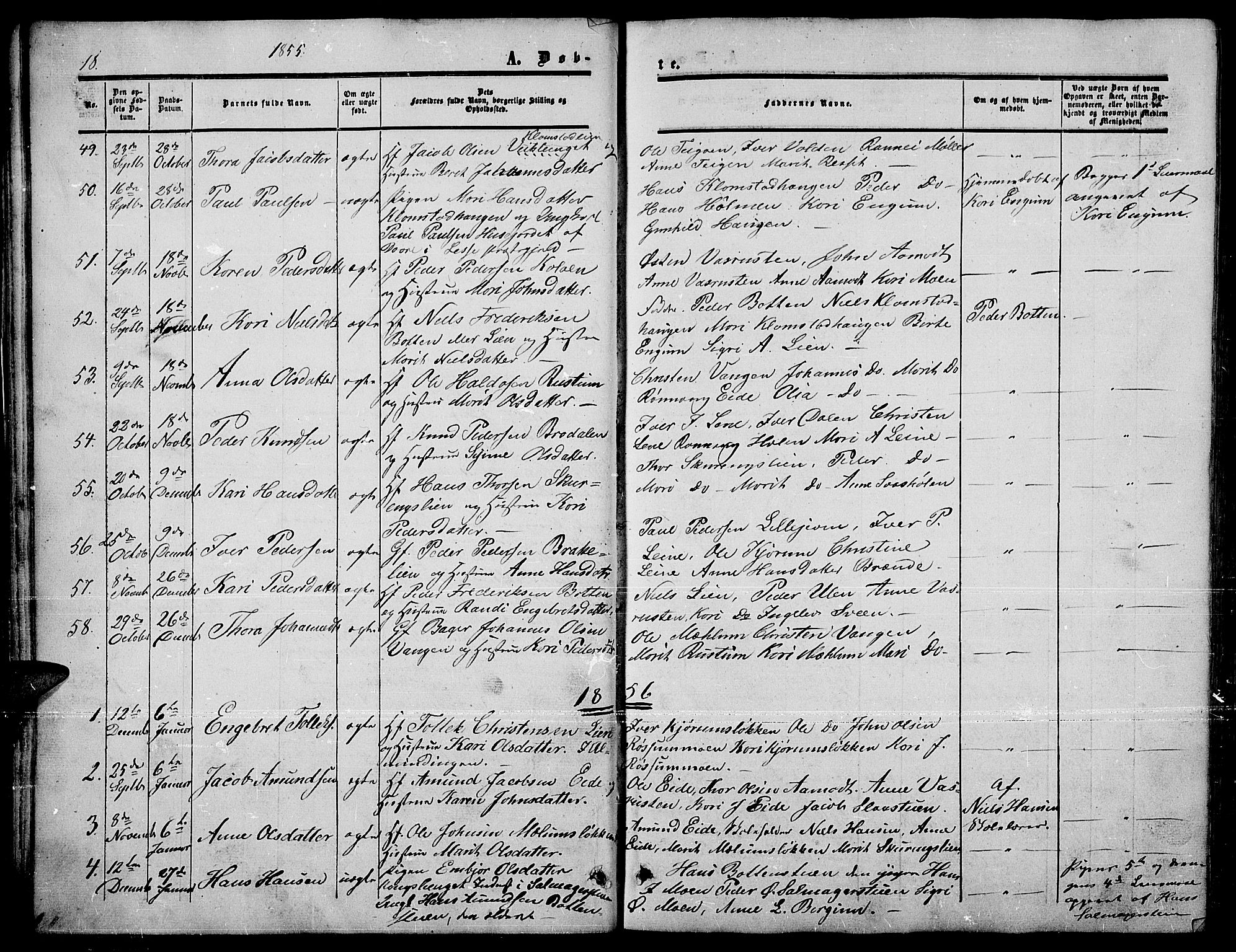 Nord-Fron prestekontor, SAH/PREST-080/H/Ha/Hab/L0003: Parish register (copy) no. 3, 1851-1886, p. 18