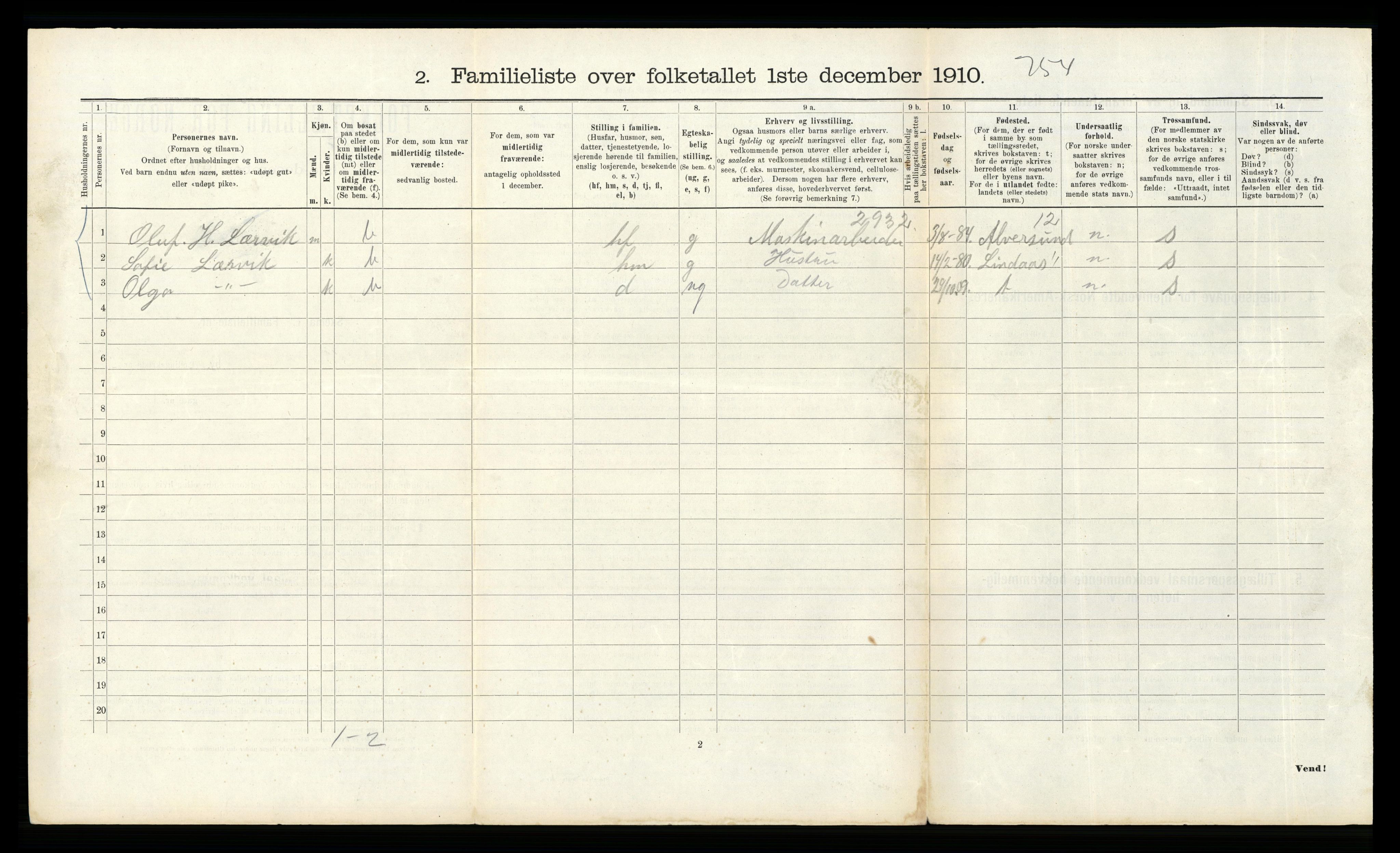 RA, 1910 census for Bergen, 1910, p. 30098