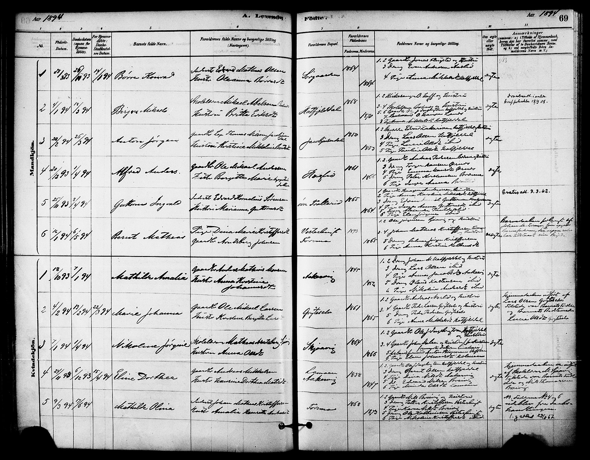 Ministerialprotokoller, klokkerbøker og fødselsregistre - Nordland, AV/SAT-A-1459/823/L0325: Parish register (official) no. 823A02, 1878-1898, p. 69