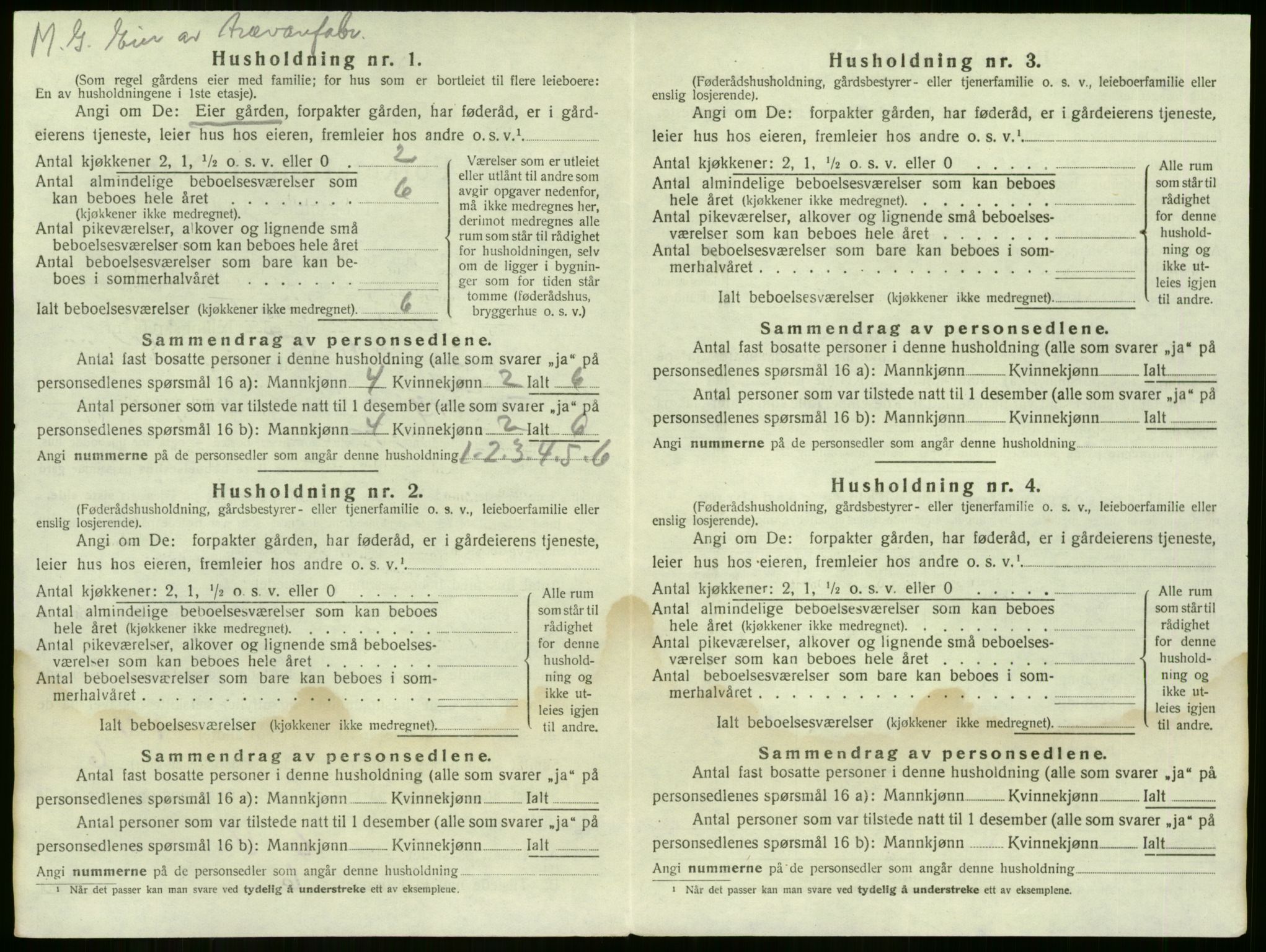 SAKO, 1920 census for Sem, 1920, p. 1952