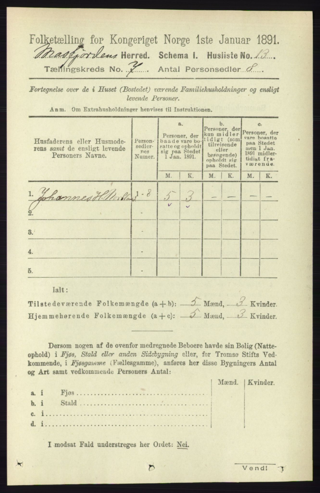 RA, 1891 census for 1266 Masfjorden, 1891, p. 1148