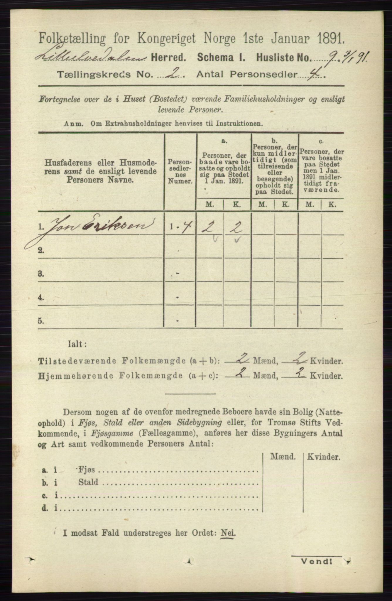 RA, 1891 census for 0438 Lille Elvedalen, 1891, p. 491