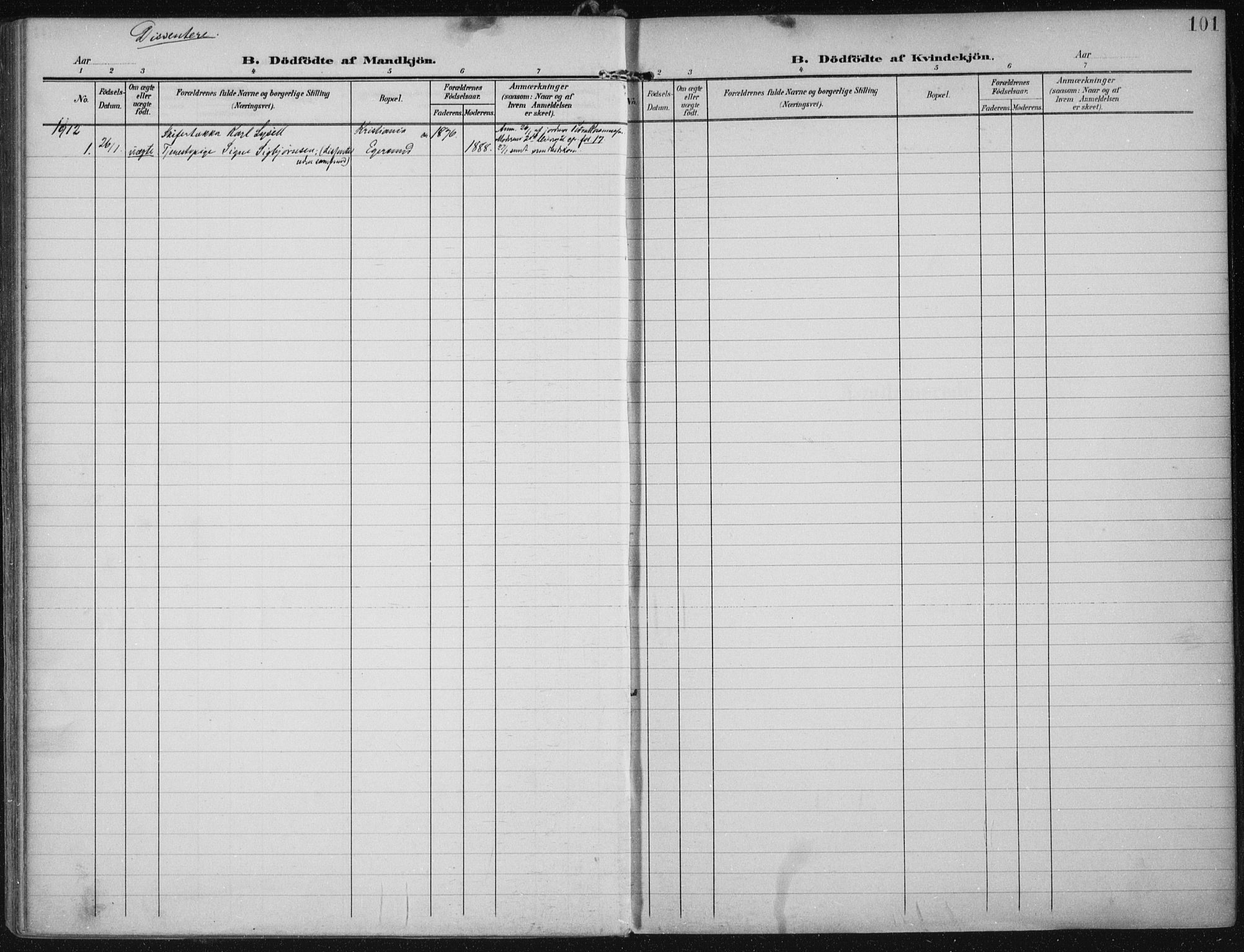 Eigersund sokneprestkontor, SAST/A-101807/S08/L0022: Parish register (official) no. A 21, 1905-1928, p. 101