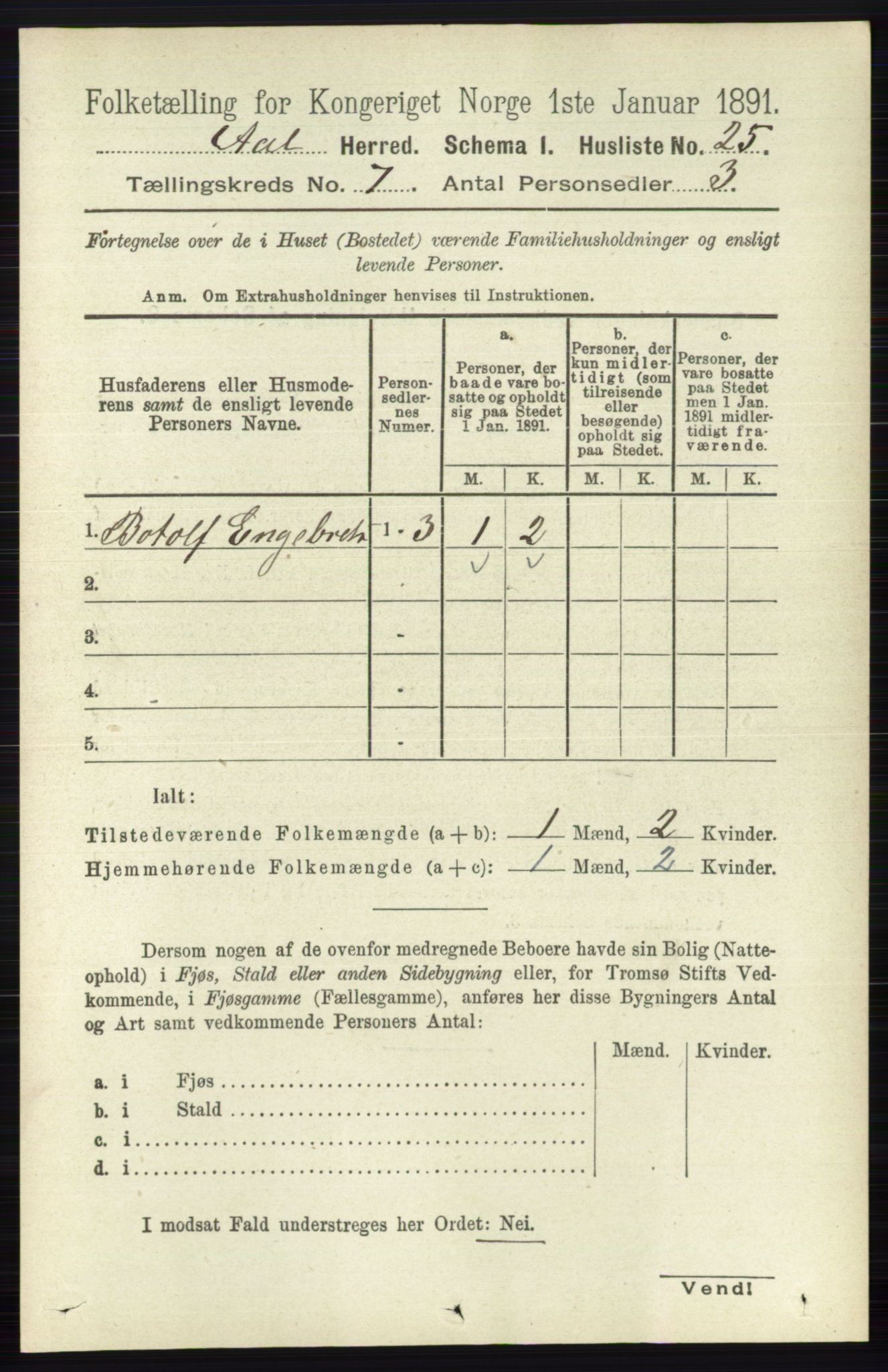 RA, 1891 census for 0619 Ål, 1891, p. 1806