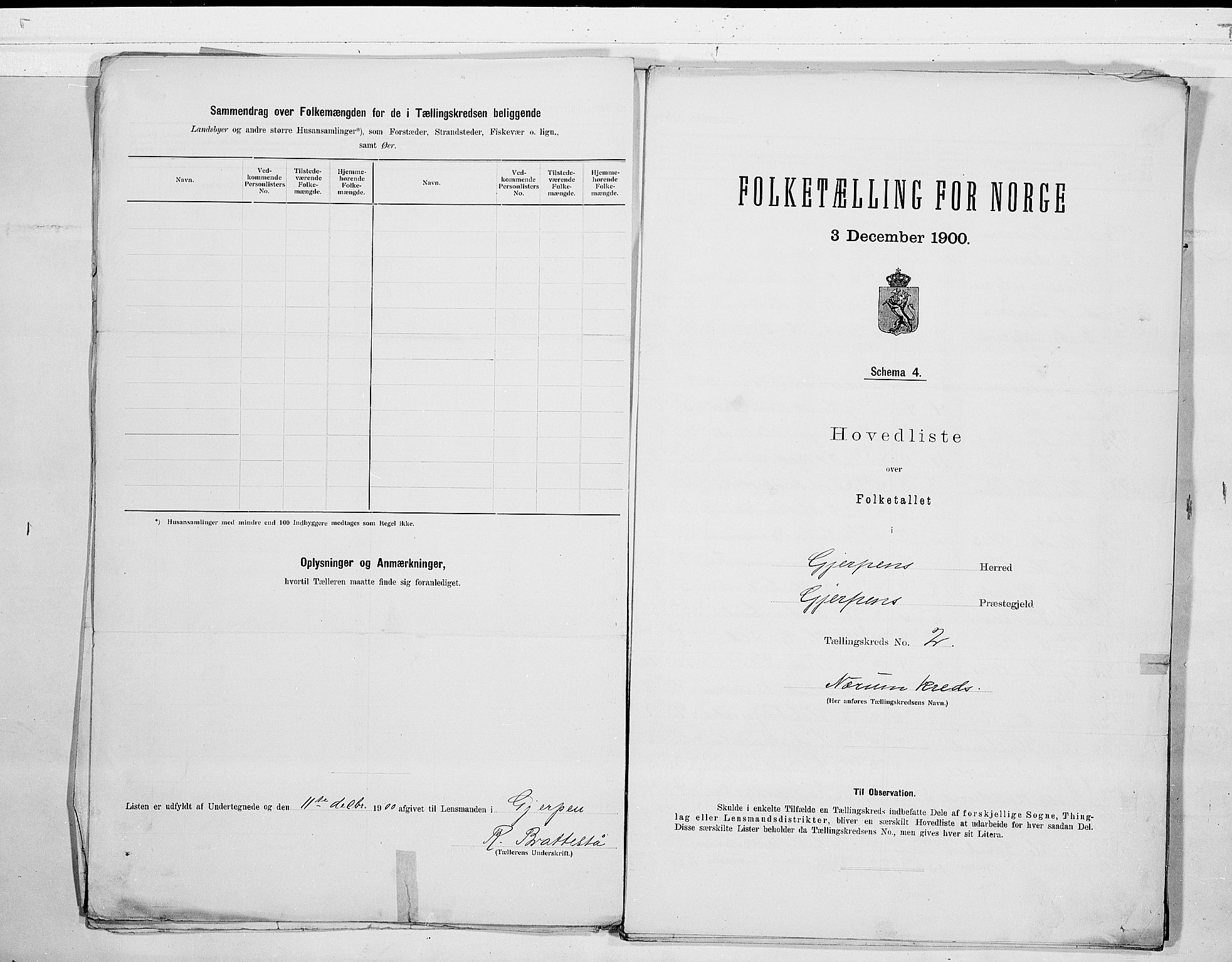 SAKO, 1900 census for Gjerpen, 1900, p. 8