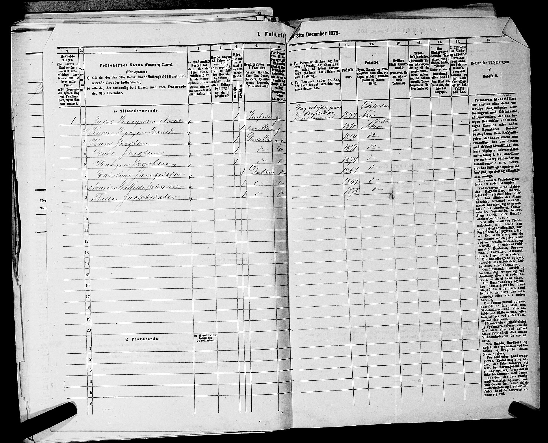 RA, 1875 census for 0218aP Vestre Aker, 1875, p. 808