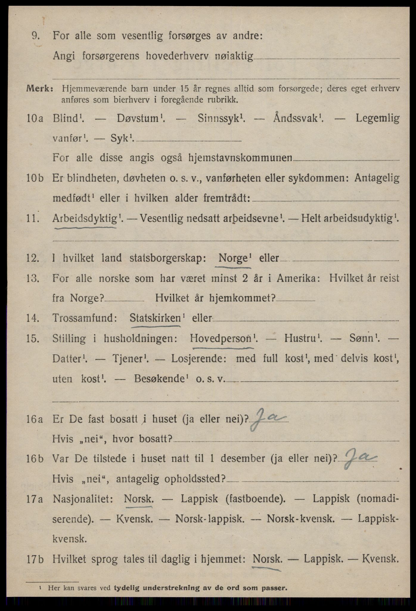 SAT, 1920 census for Klæbu, 1920, p. 1647