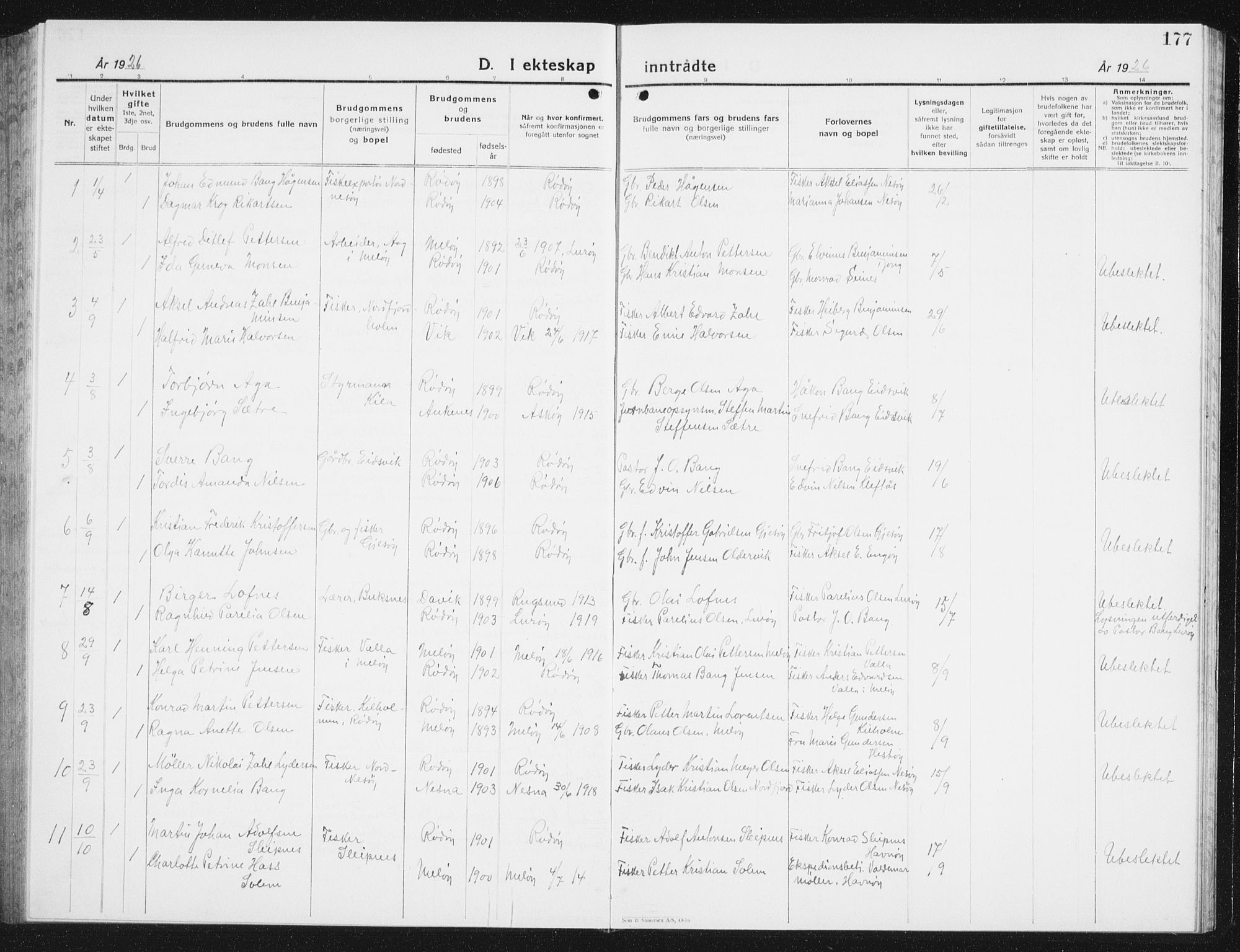 Ministerialprotokoller, klokkerbøker og fødselsregistre - Nordland, AV/SAT-A-1459/841/L0622: Parish register (copy) no. 841C06, 1924-1942, p. 177