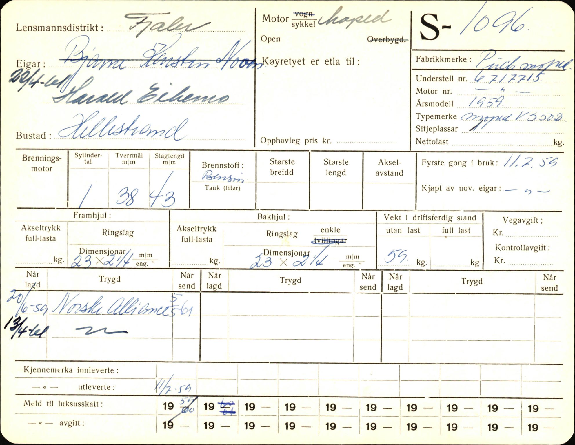 Statens vegvesen, Sogn og Fjordane vegkontor, AV/SAB-A-5301/4/F/L0003: Registerkort utmeldte Fjordane S1000-2499, 1930-1961, p. 150