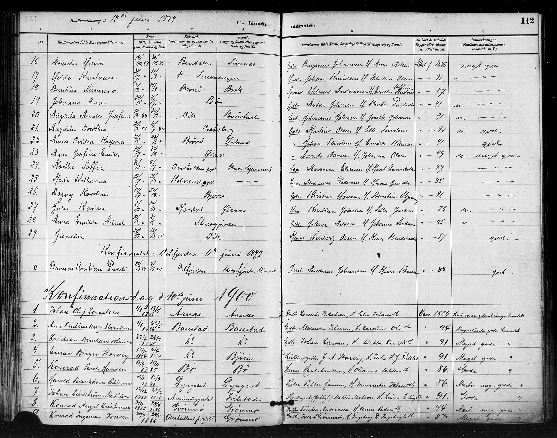 Ministerialprotokoller, klokkerbøker og fødselsregistre - Nordland, SAT/A-1459/812/L0178: Parish register (official) no. 812A07, 1886-1900, p. 142