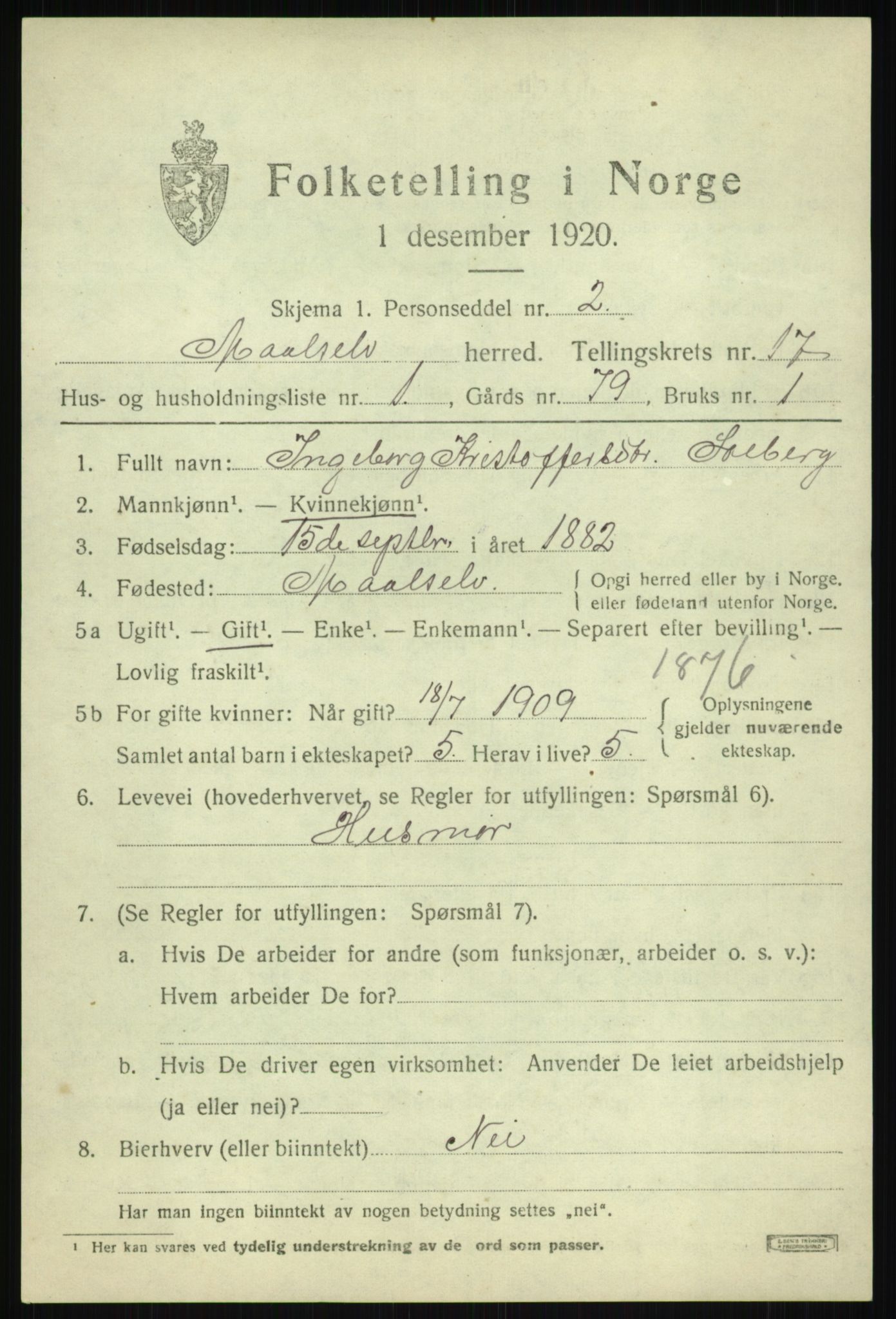 SATØ, 1920 census for Målselv, 1920, p. 8631