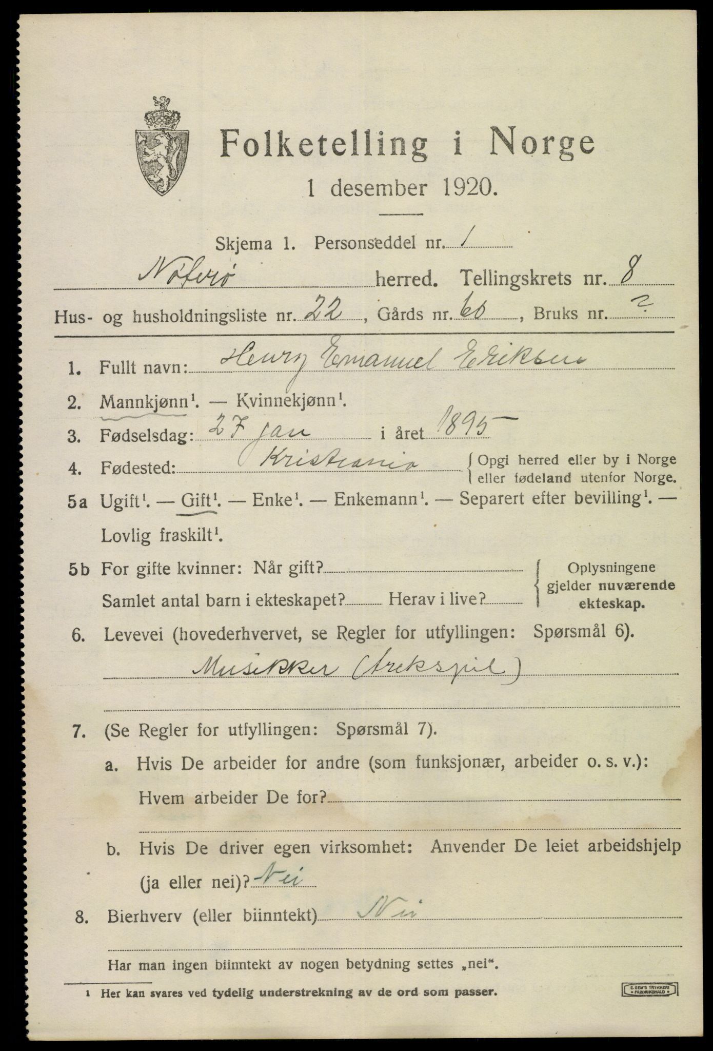 SAKO, 1920 census for Nøtterøy, 1920, p. 10629