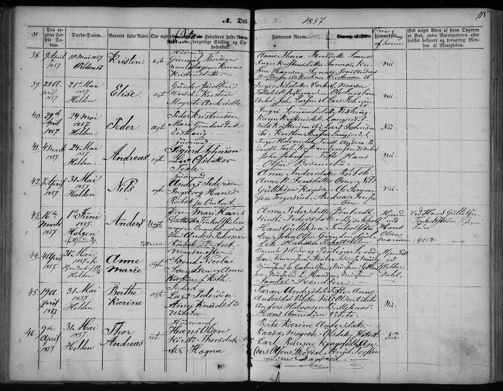 Holla kirkebøker, AV/SAKO-A-272/F/Fa/L0005: Parish register (official) no. 5, 1849-1860, p. 115