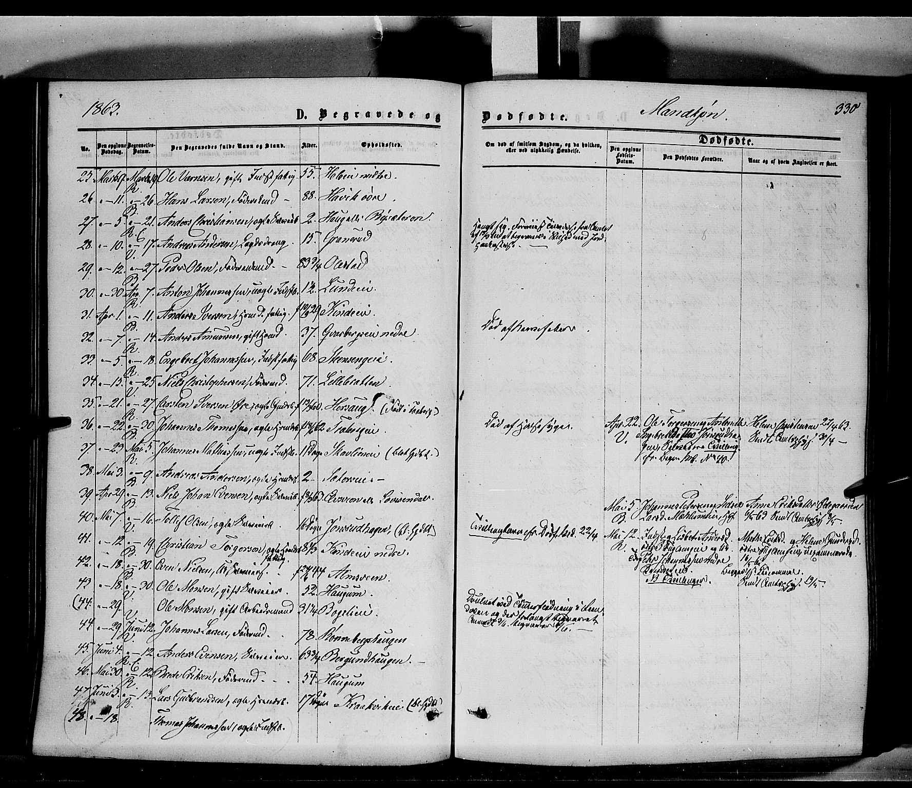 Ringsaker prestekontor, AV/SAH-PREST-014/K/Ka/L0010: Parish register (official) no. 10, 1861-1869, p. 330