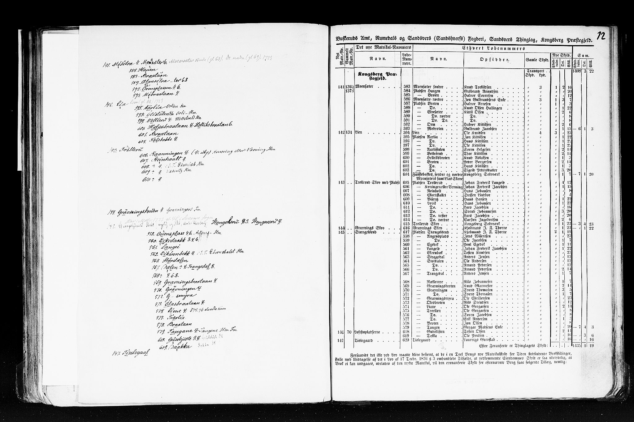 Rygh, AV/RA-PA-0034/F/Fb/L0005: Matrikkelen for 1838 - Buskerud amt (Buskerud fylke), 1838, p. 72a