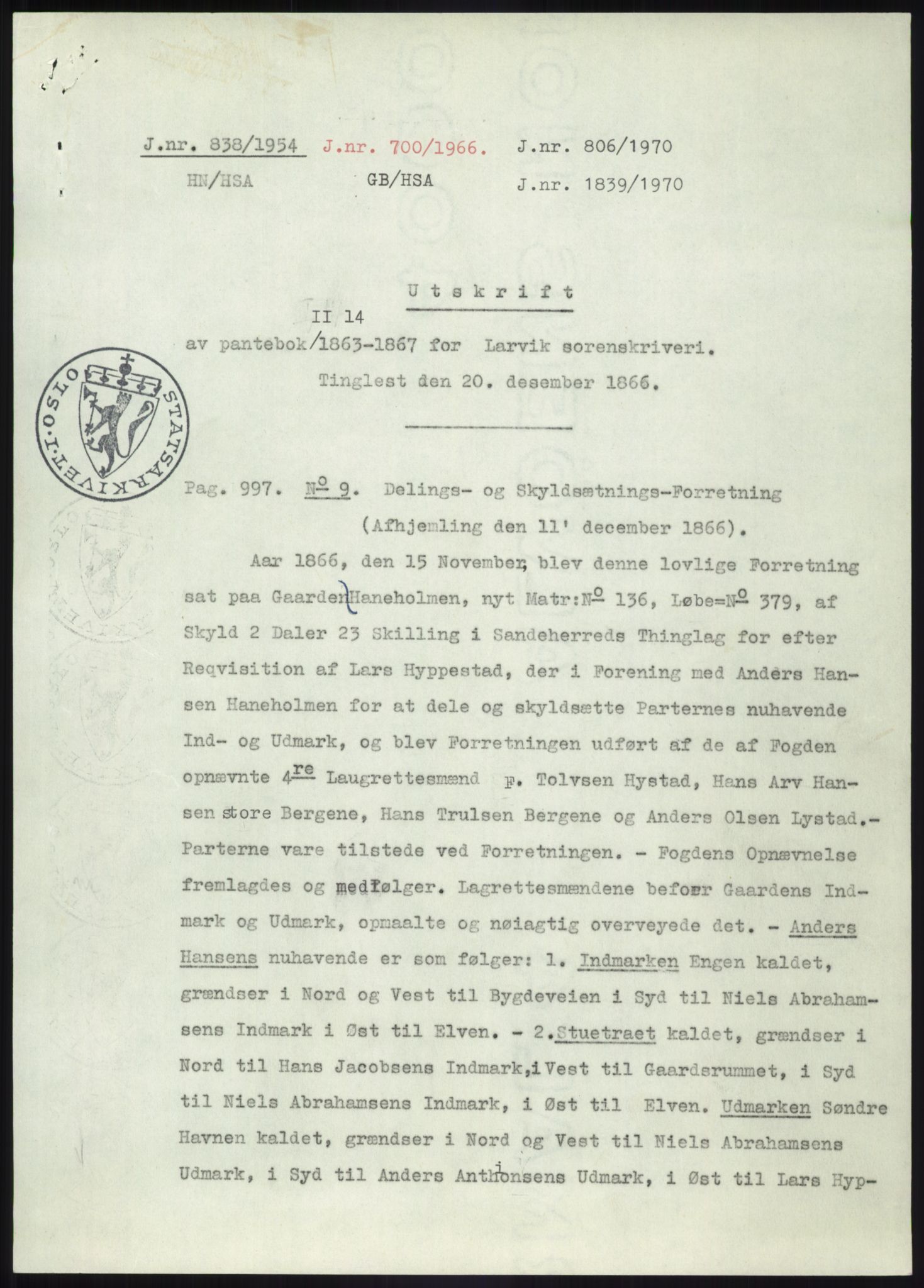 Statsarkivet i Kongsberg, SAKO/A-0001, 1944-1954, p. 417