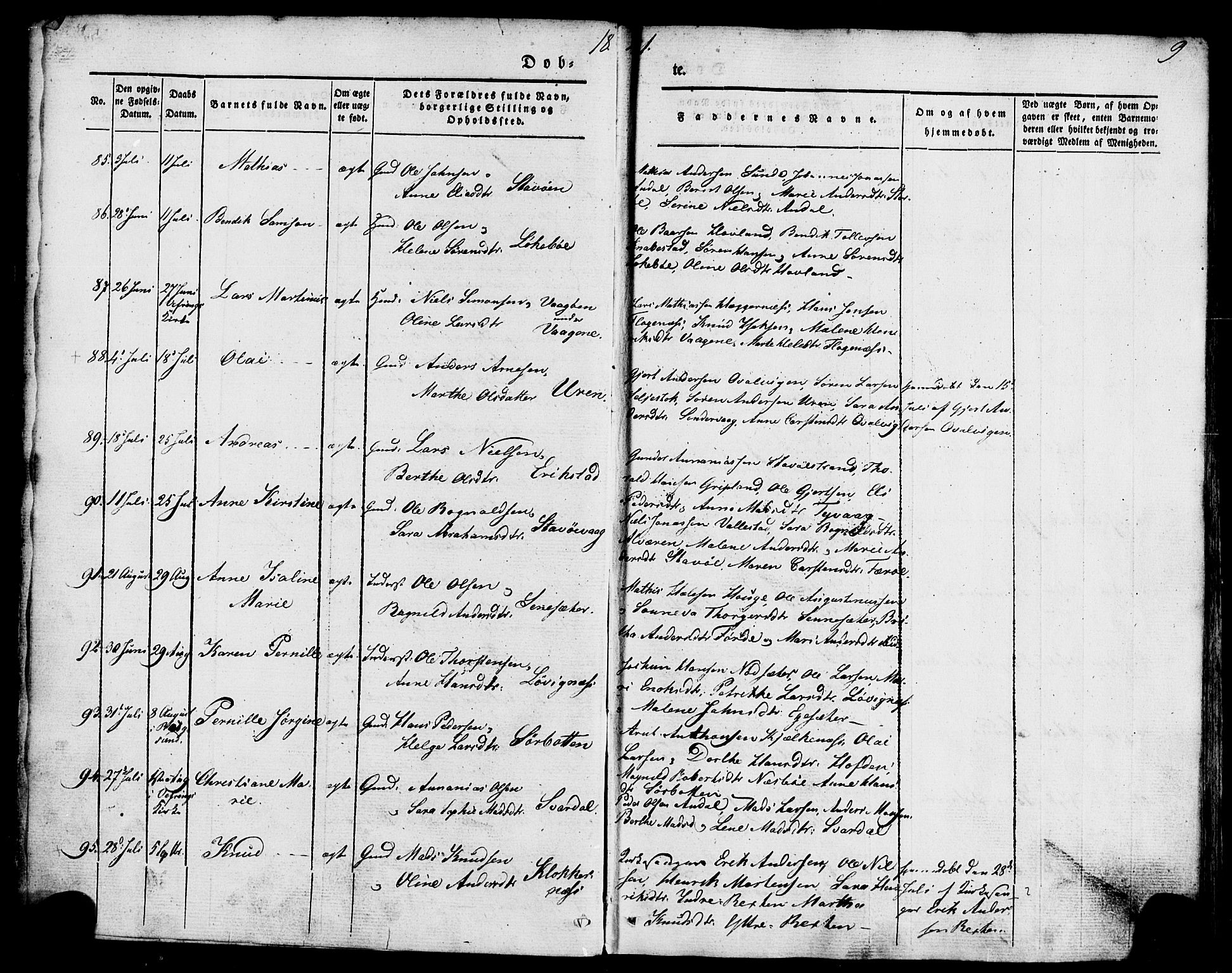 Kinn sokneprestembete, AV/SAB-A-80801/H/Haa/Haaa/L0005: Parish register (official) no. A 5, 1841-1857, p. 9