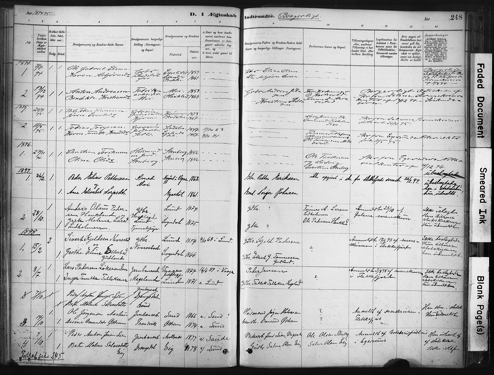 Lund sokneprestkontor, SAST/A-101809/S06/L0011: Parish register (official) no. A 10, 1877-1904, p. 248