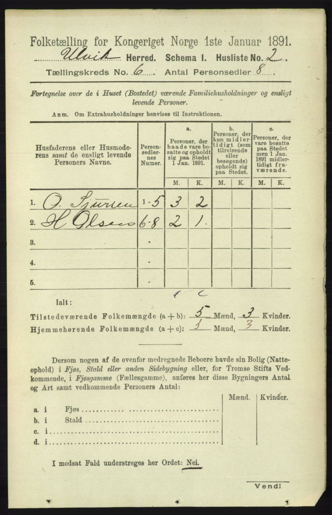 RA, 1891 census for 1233 Ulvik, 1891, p. 1797
